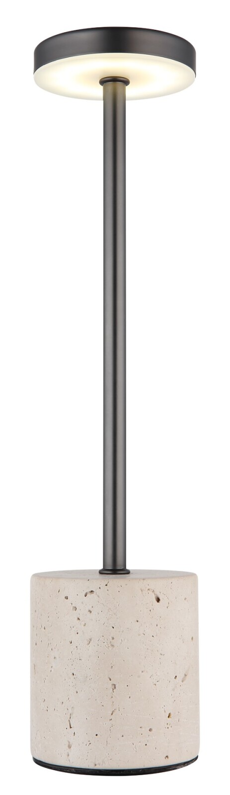 LED-Tischleuchte - grau-schwarz - Travertinstein - Touchdimmer