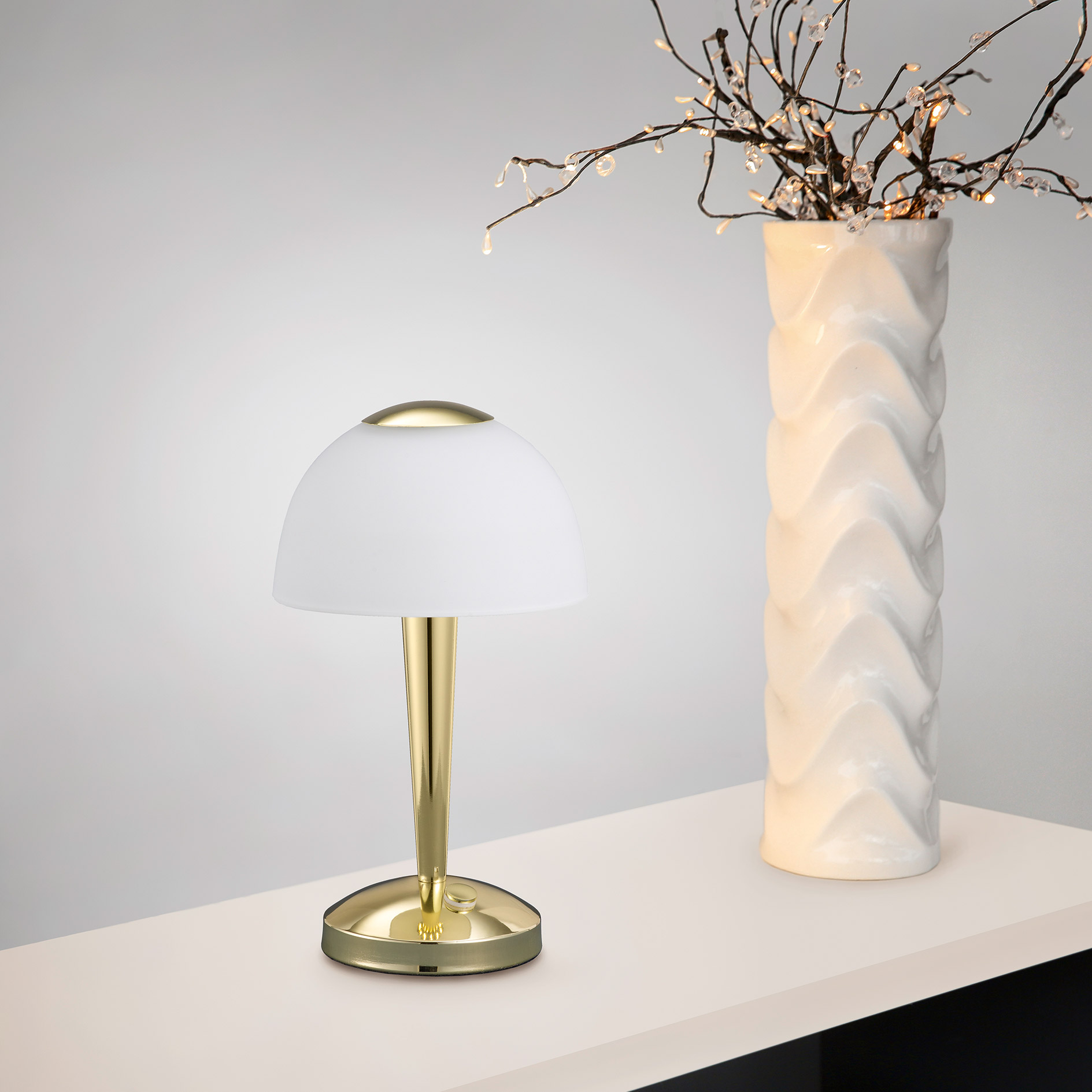 LED-Tischleuchte - Messing poliert - Touch-Dimmer
