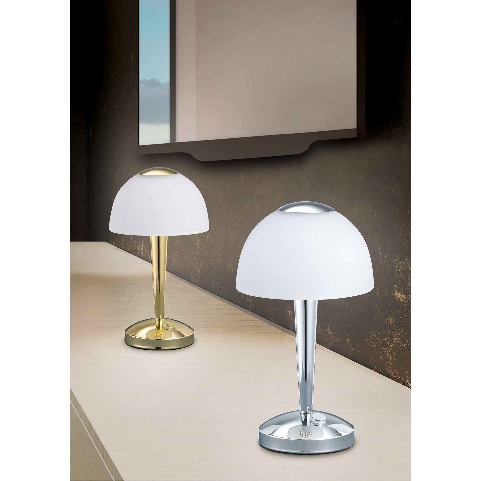 LED-Tischleuchte - Messing poliert - Touch-Dimmer