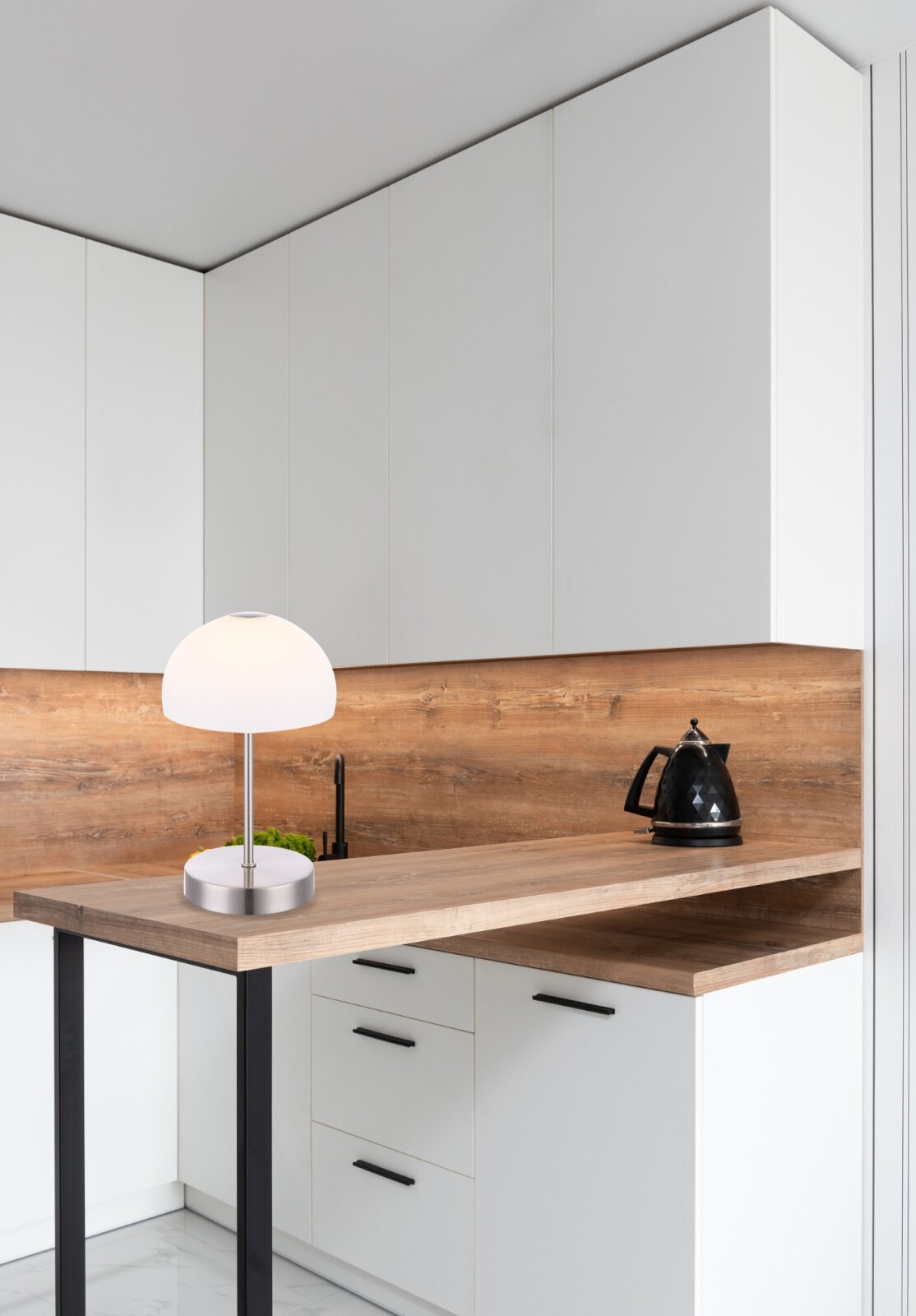 LED-Tischleuchte - Nickel matt - opal - Touch