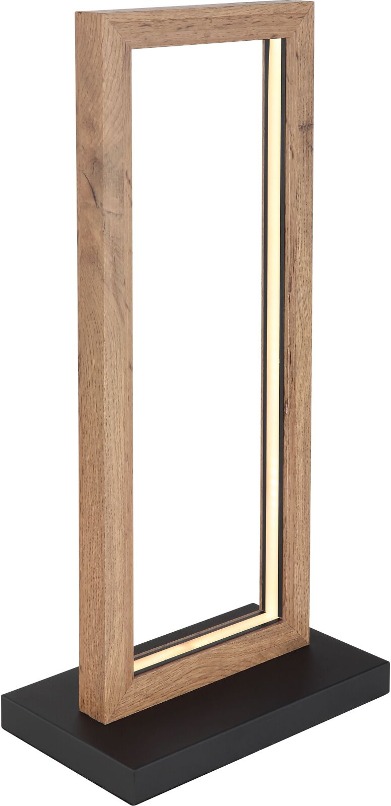 LED-Tischleuchte - schwarz-Holzoptik-opal - 52,5 cm hoch