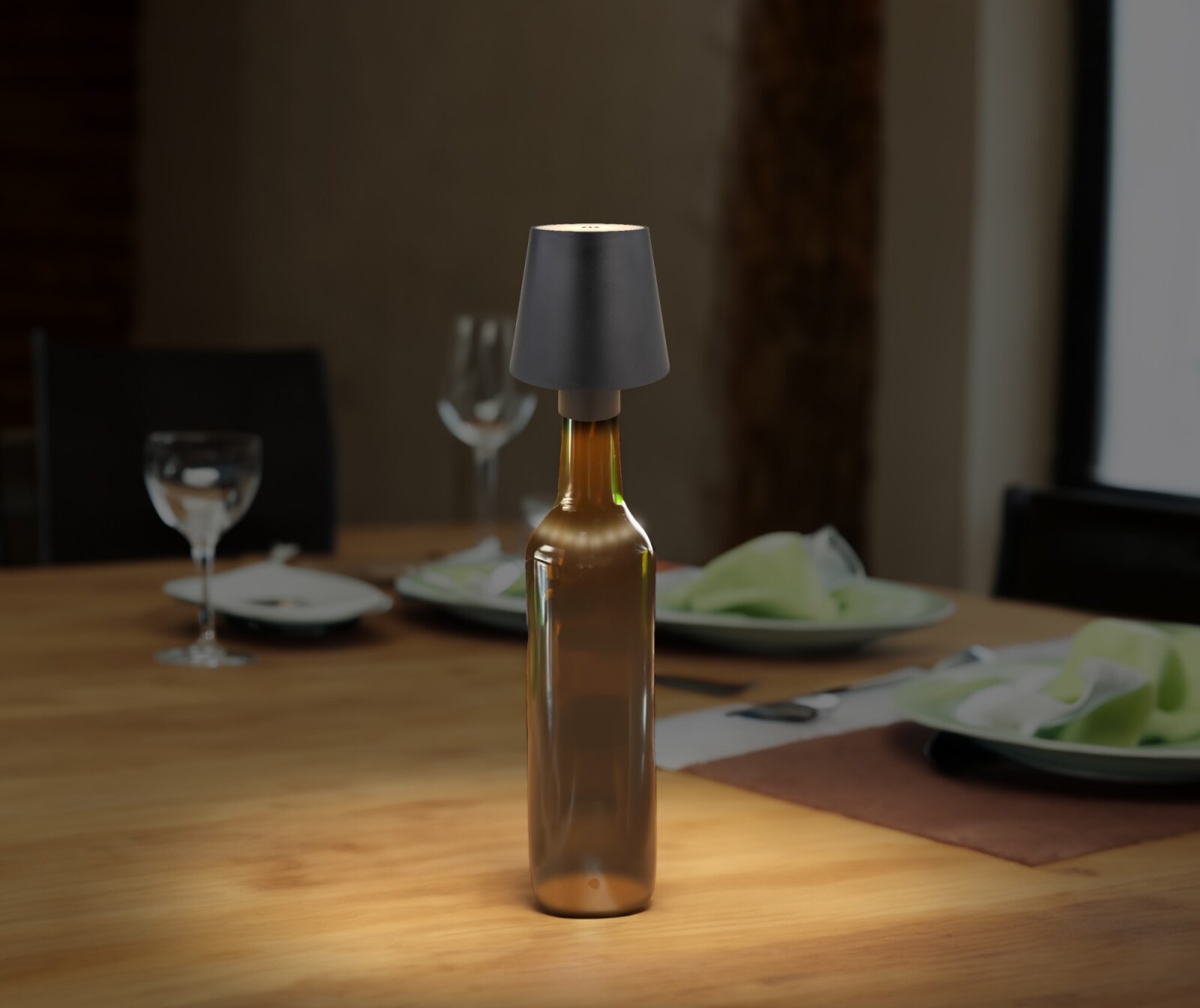  LED-Tischleuchte - schwarz matt - zum Aufsetzen - USB - Touch 