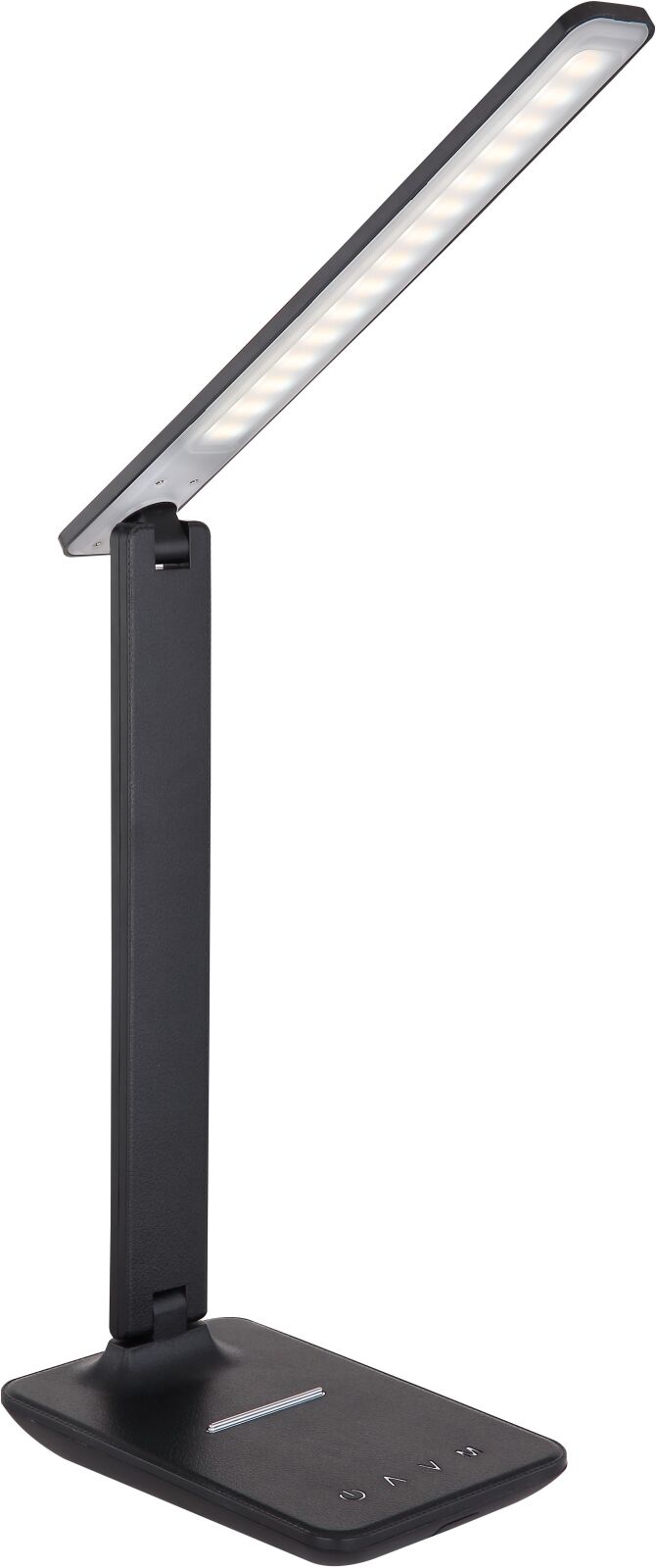 LED-Tischleuchte - schwarz - opal - Lederoptik - dimmbar