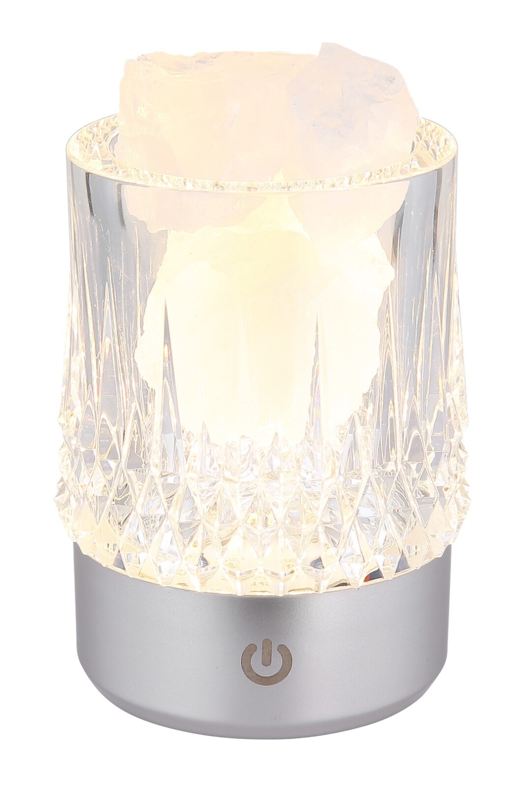 LED-Tischleuchte - silberfarben matt - transparent - Kristall-Effekt - 10,5 cm