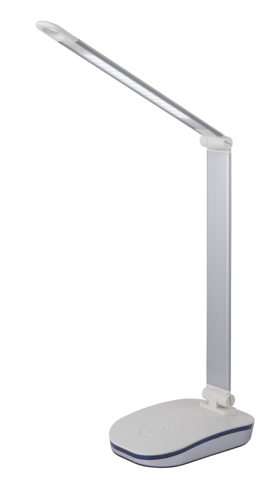 LED-Tischleuchte - silberfarben-weiß - mit Handyaufladung - 36,5 cm