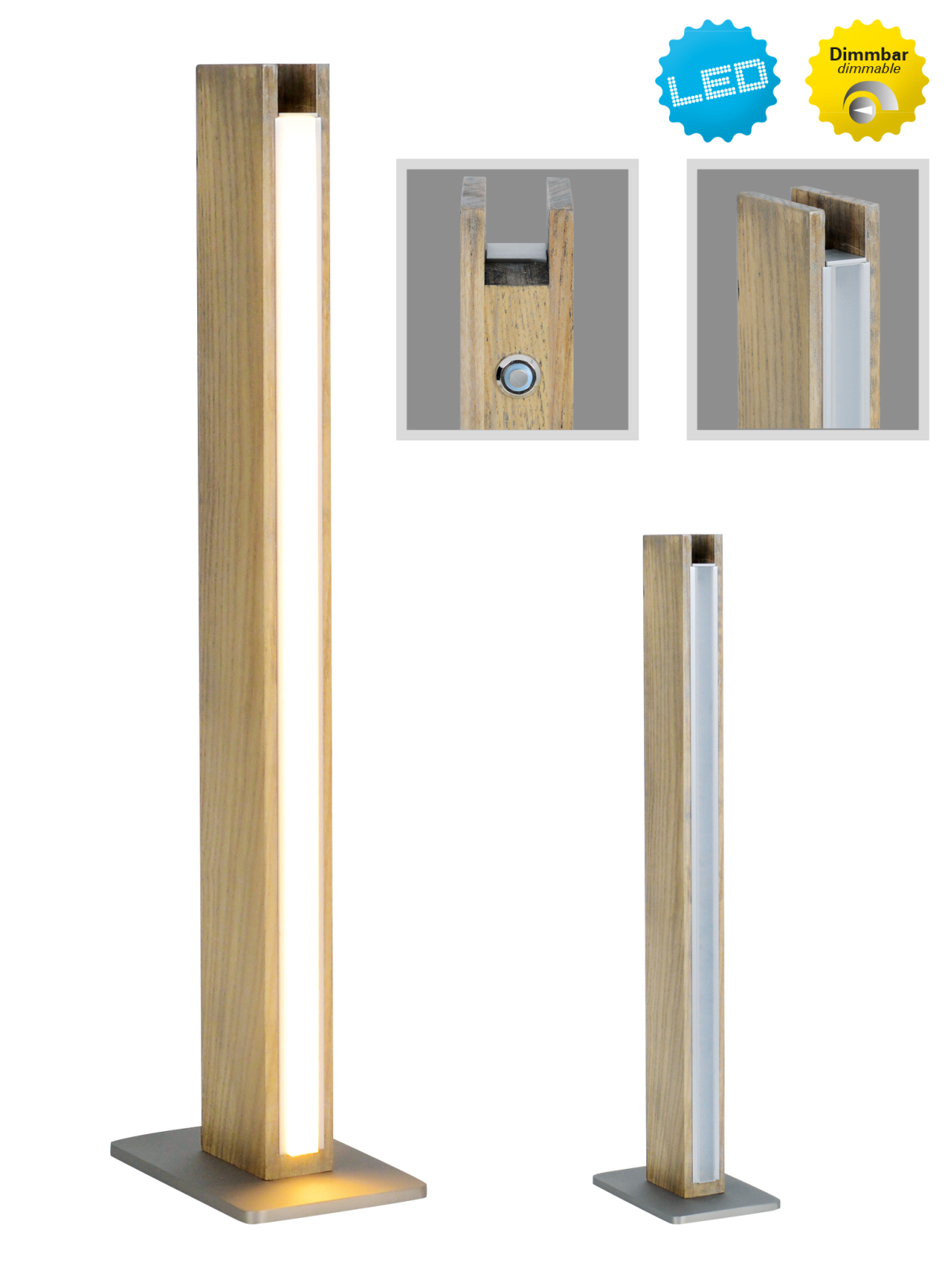 LED-Tischleuchte STRAIGHT - holzfarben - dimmbar - 51 cm