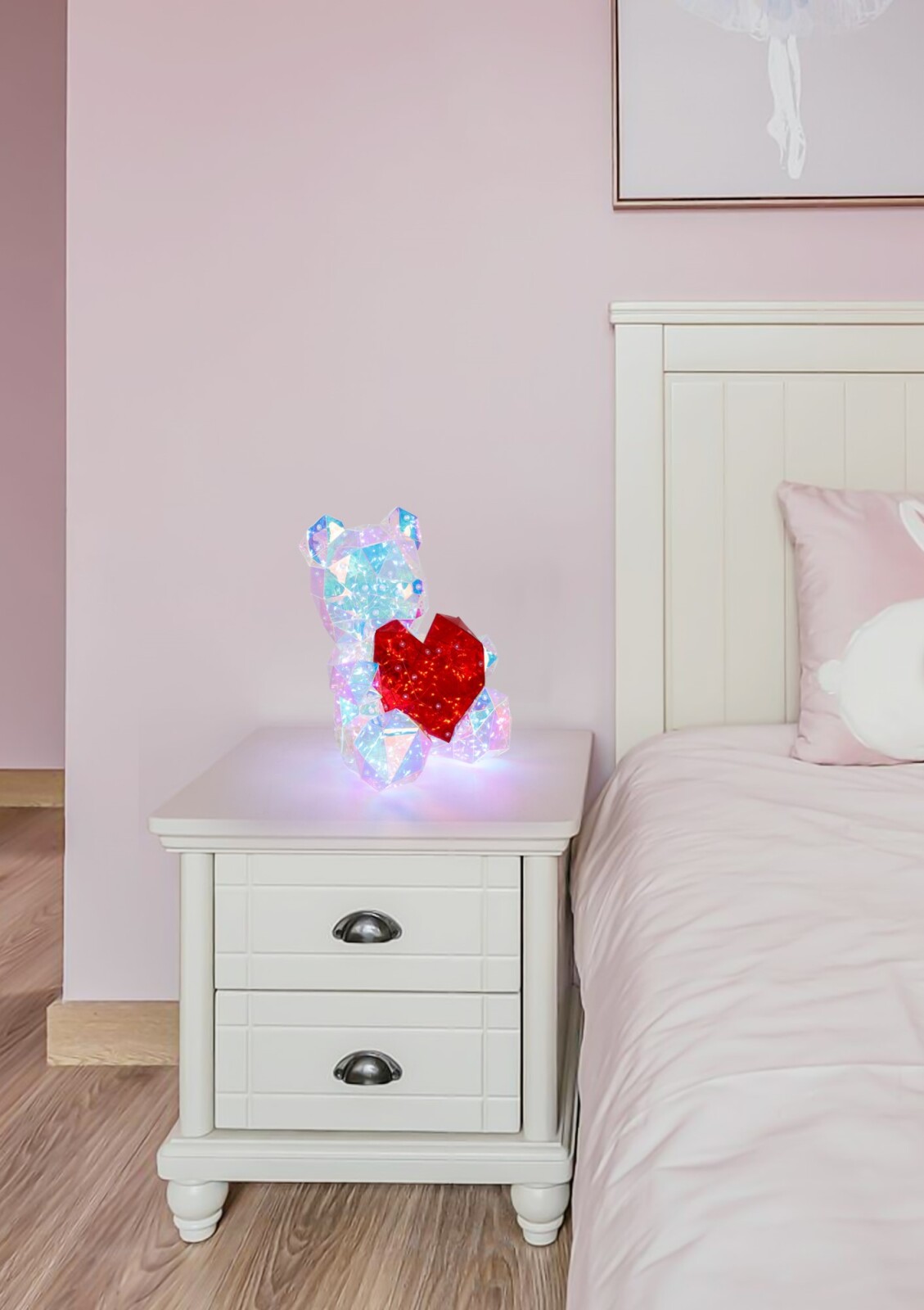 LED-Tischleuchte - transparent-rot - Teddy - 30 cm