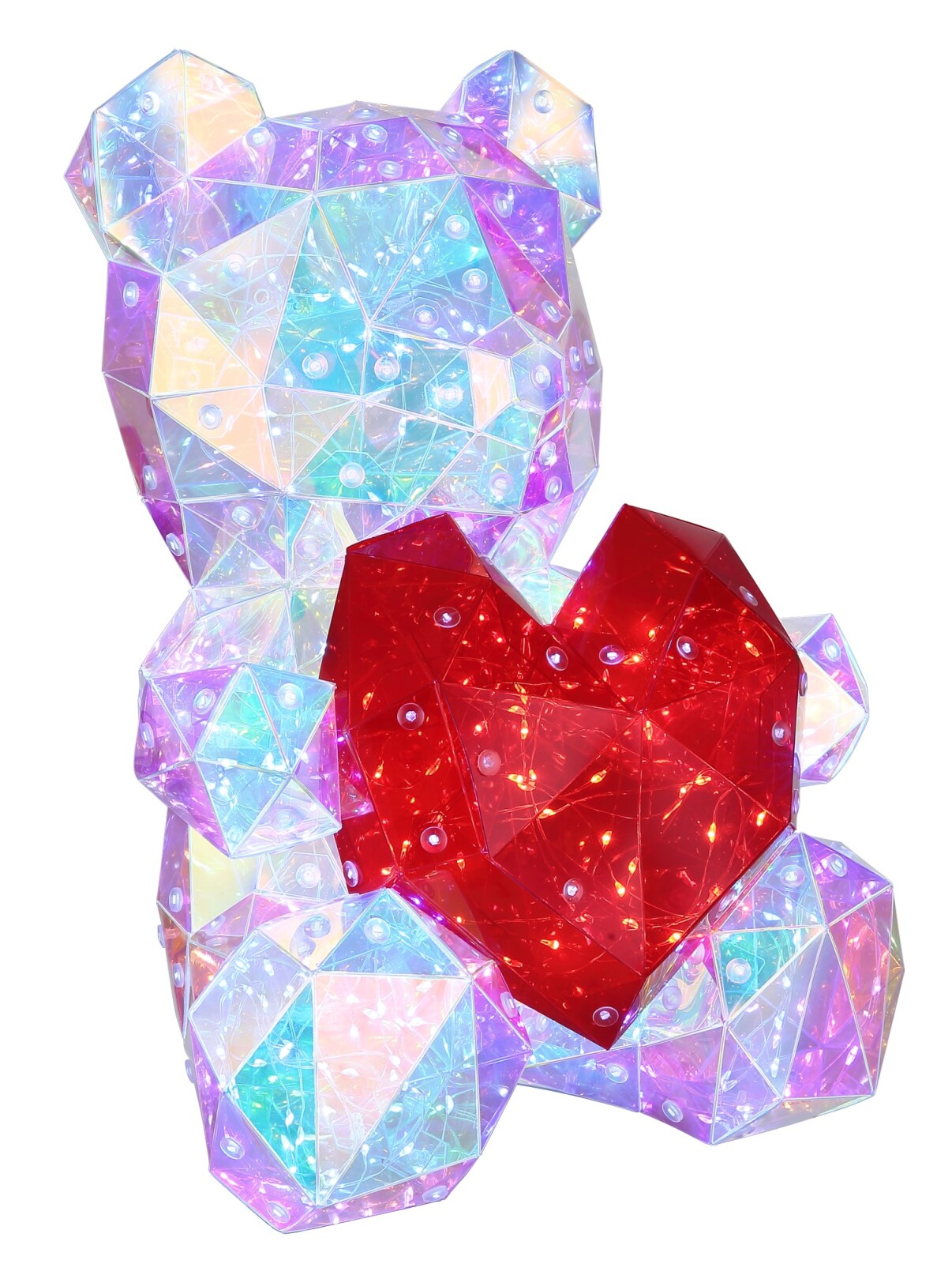LED-Tischleuchte - transparent-rot - Teddy - 30 cm