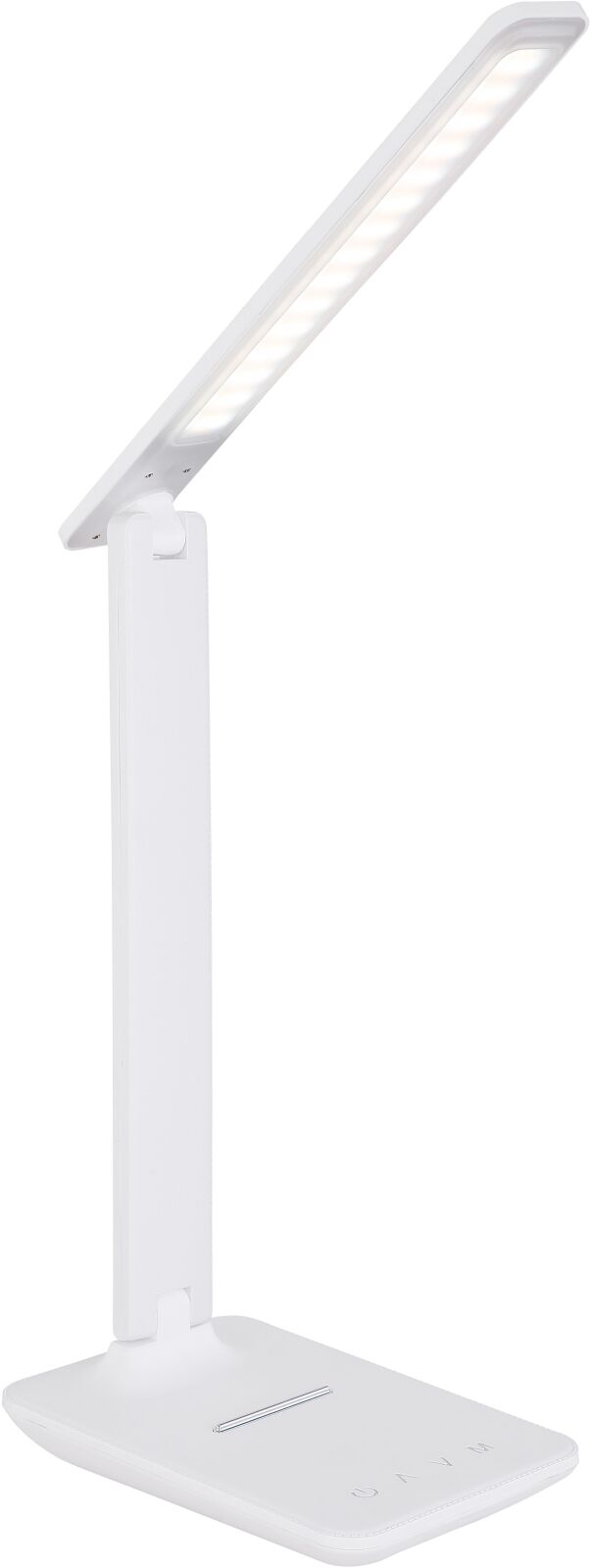 LED-Tischleuchte - weiß - Lederoptik - dimmbar