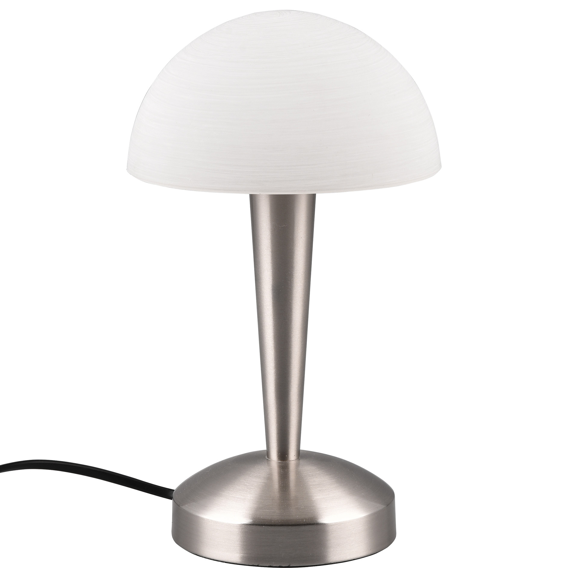 LED-Touch-Tischleuchte CANARIA - Nickel matt - weiß - Glasschirm