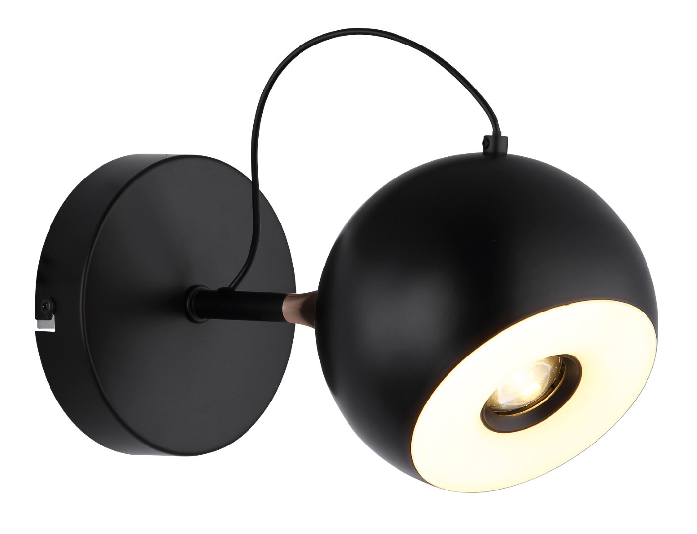 LED-Wandlampe - schwarz matt - Chrom goldfarben - Ø 12 cm