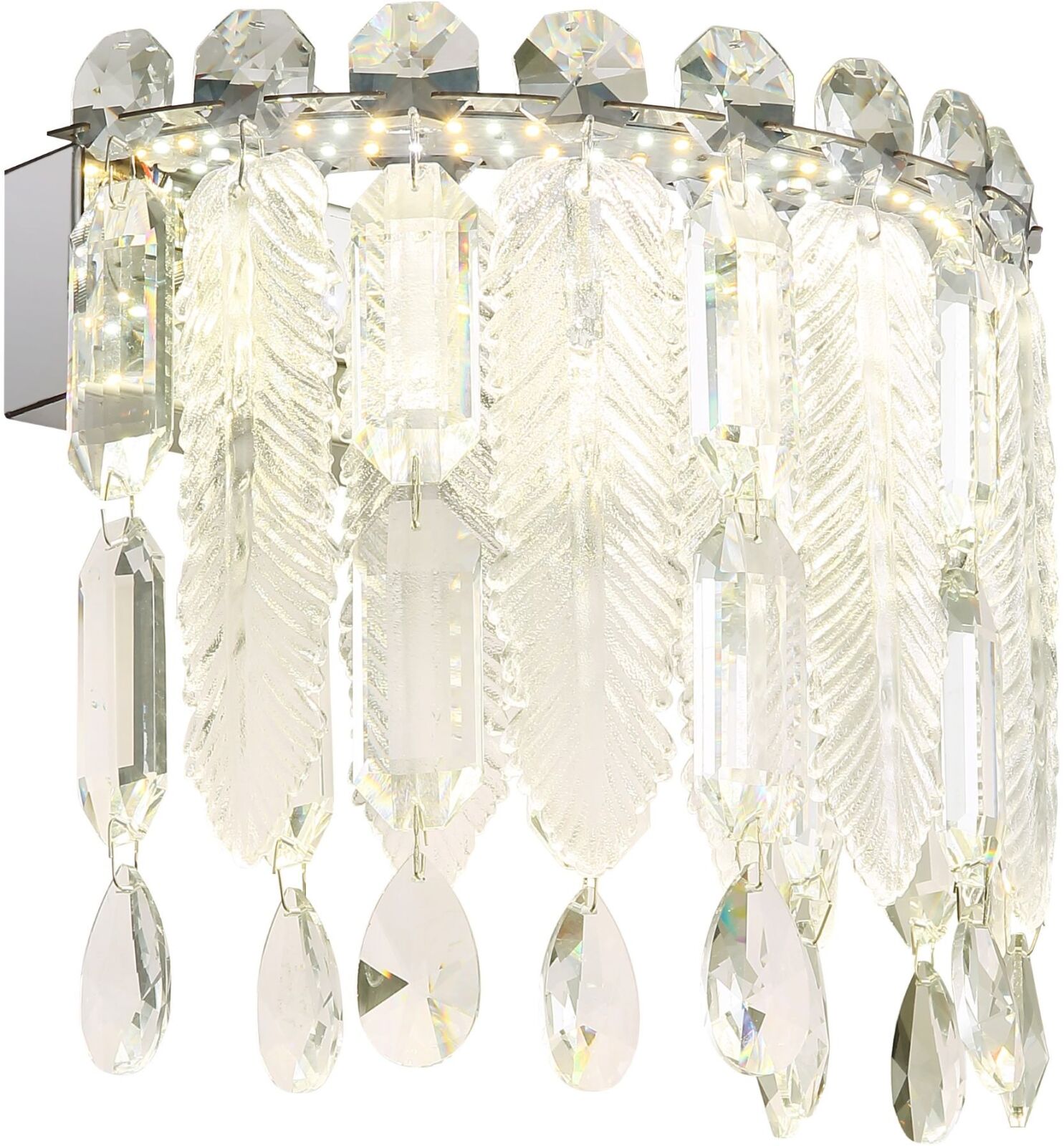 LED-Wandleuchte - chrom - klar - K5 Glaskristalle - Touchdimmer