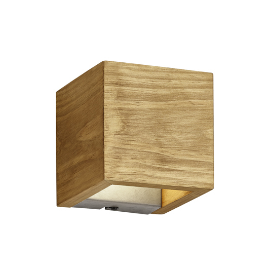 LED-Wandleuchte - holzfarbig - up and down Beleuchtung - 11x11 cm