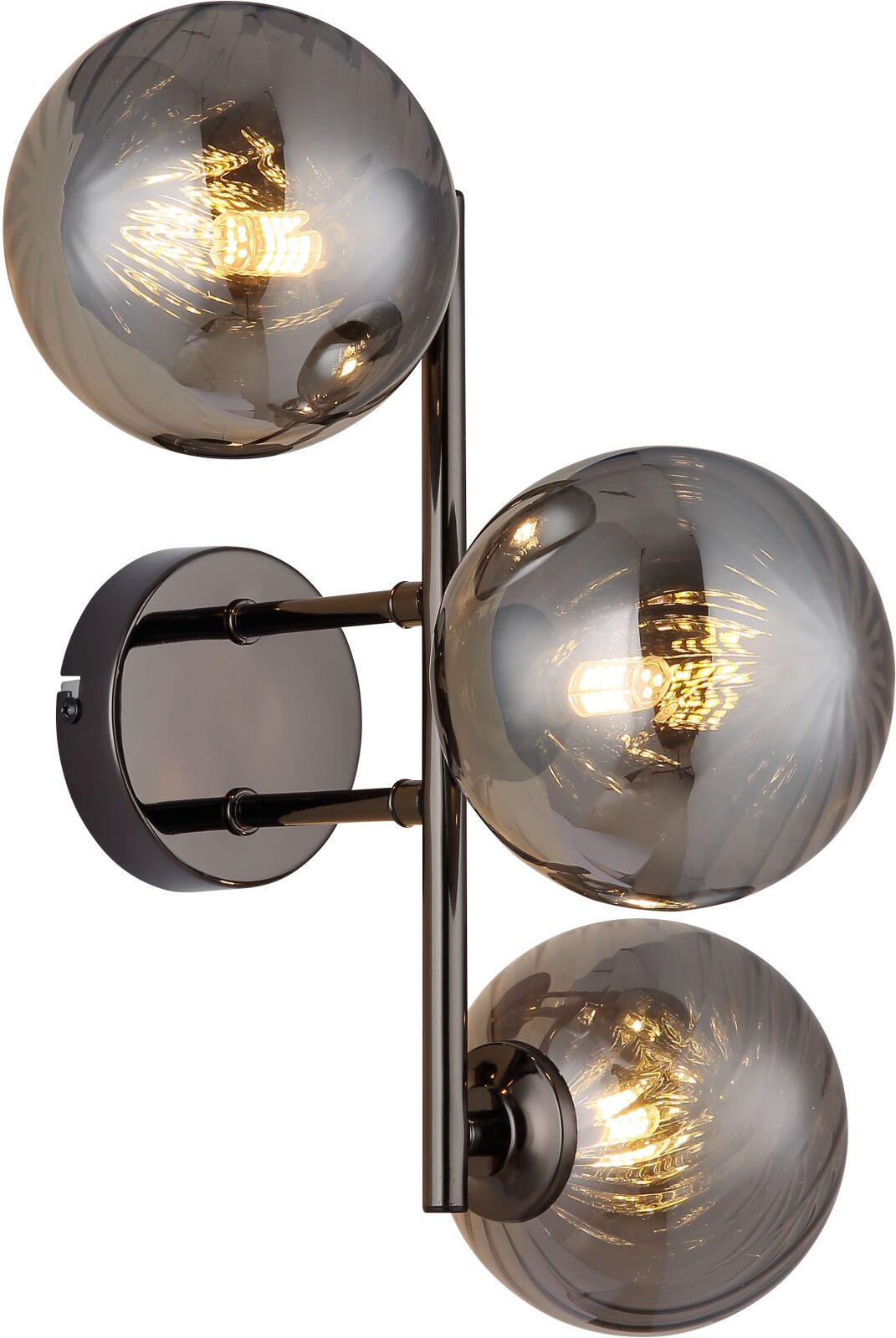 LED-Wandleuchte - schwarz Chrom - rauchfarben - 3-flammig