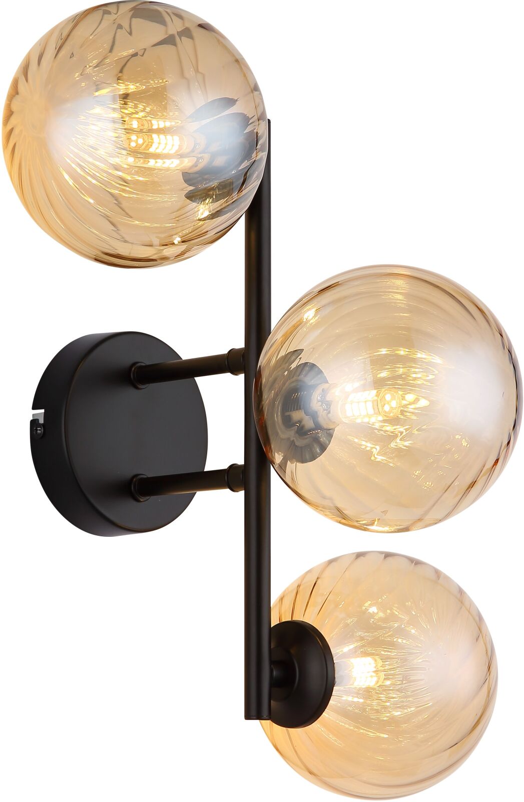 LED-Wandleuchte - schwarz matt - amber - 3-flammig