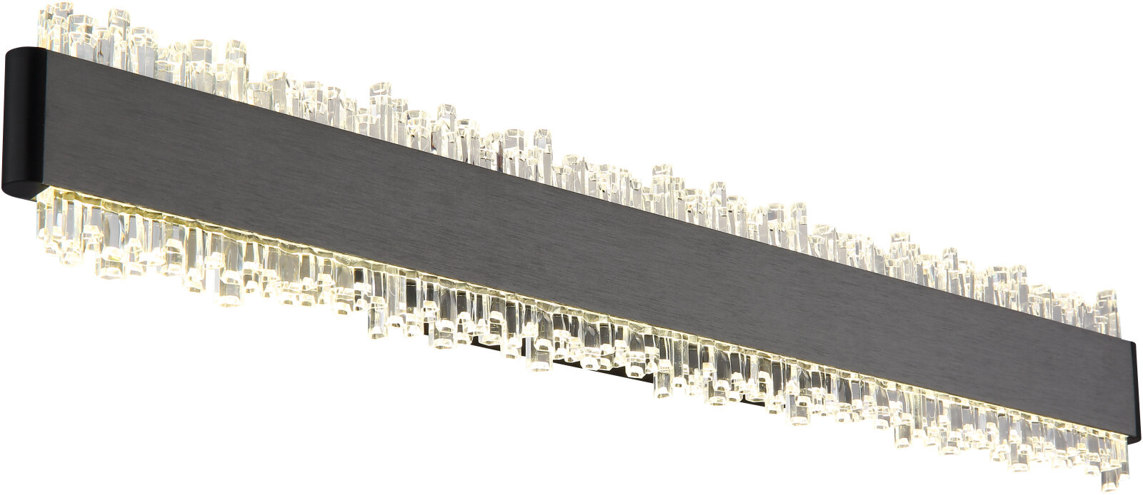 LED-Wandleuchte - schwarz matt - grau - Acrylkristalle - 48 cm