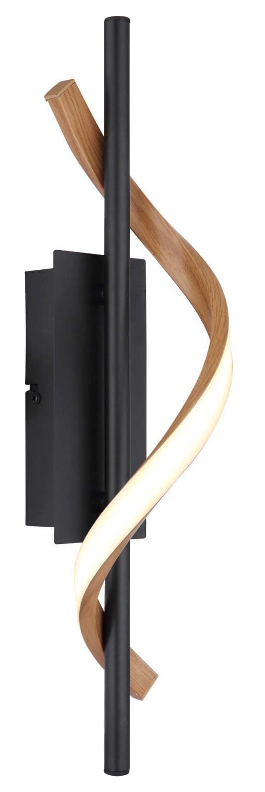 LED-Wandleuchte - schwarz matt - Holzoptik dunkel - opal