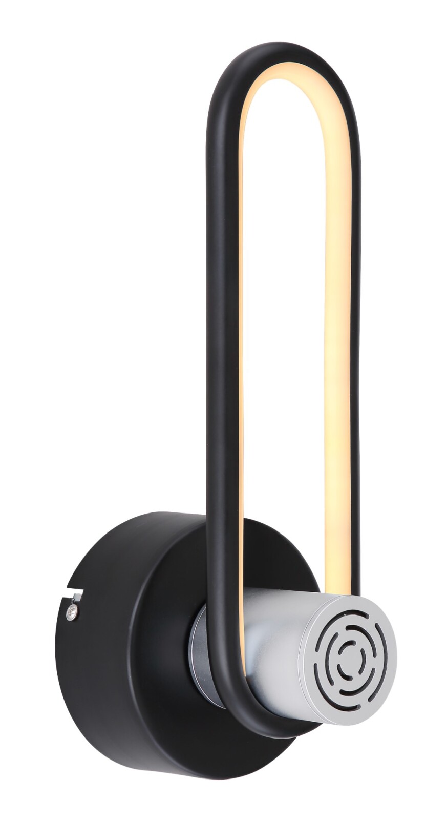 LED-Wandleuchte - schwarz matt - mit Lautsprecher