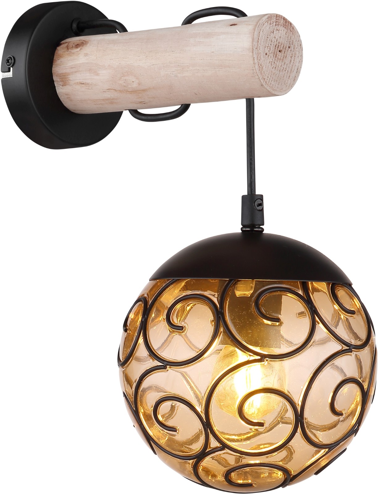LED-Wandleuchte - schwarz matt-naturfarben - 36 cm