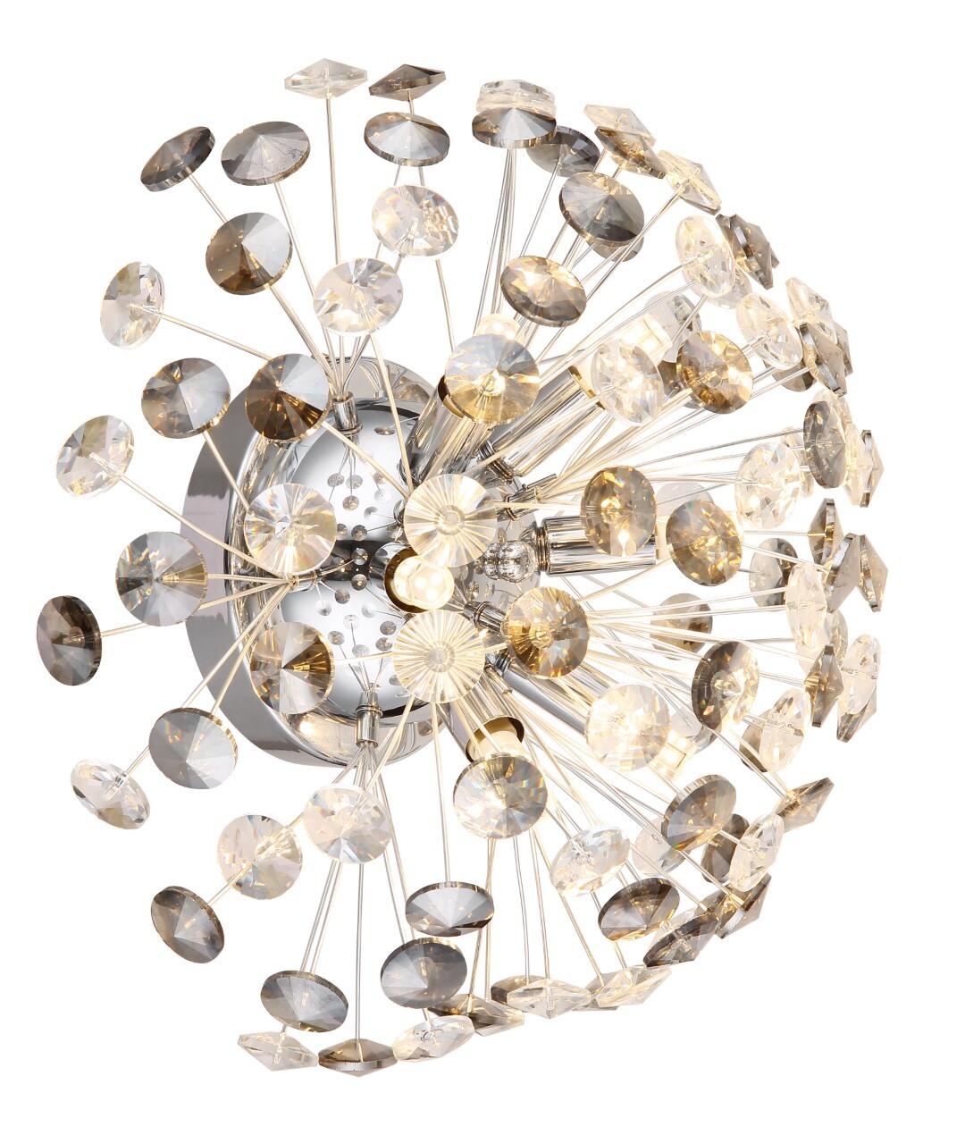 LED-Wandleuchte - verchromt rauchfarben klar - K9 Kristalle - Ø 40 cm