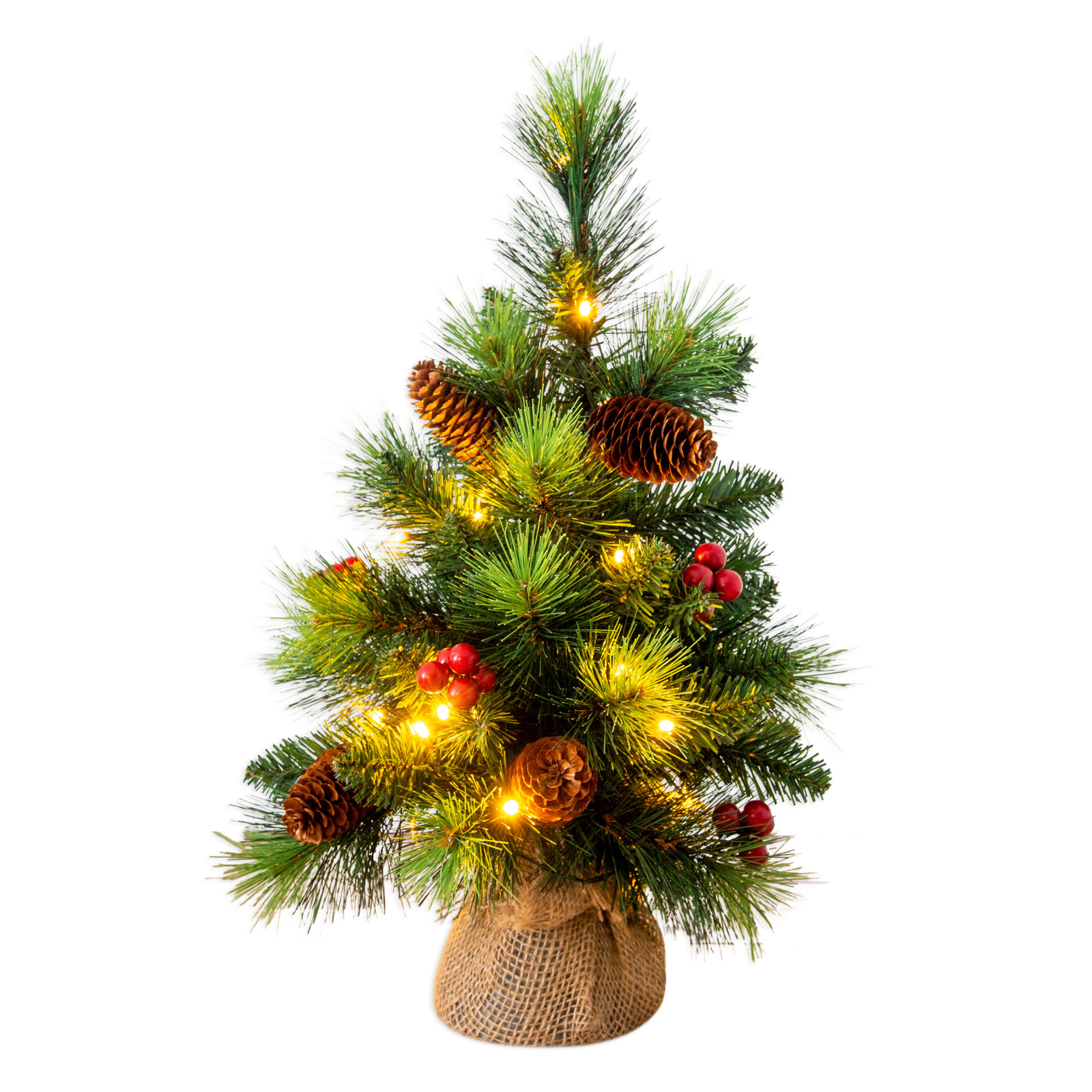 LED-Weihnachtsbaum - mit Beeren und Tannenzapfen
