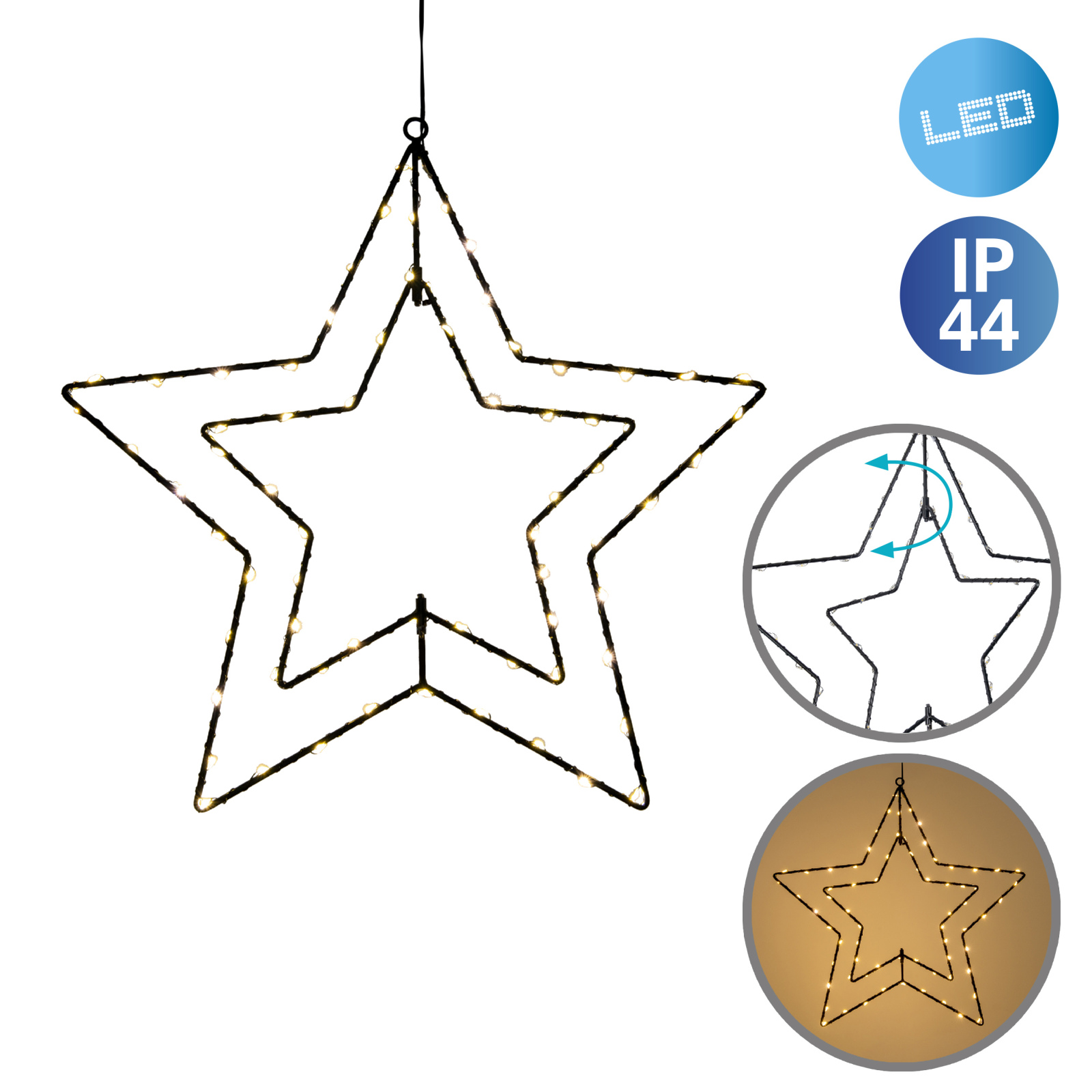 LED-Weihnachtsstern 3D - schwarz - 38 cm | Online bei ROLLER kaufen