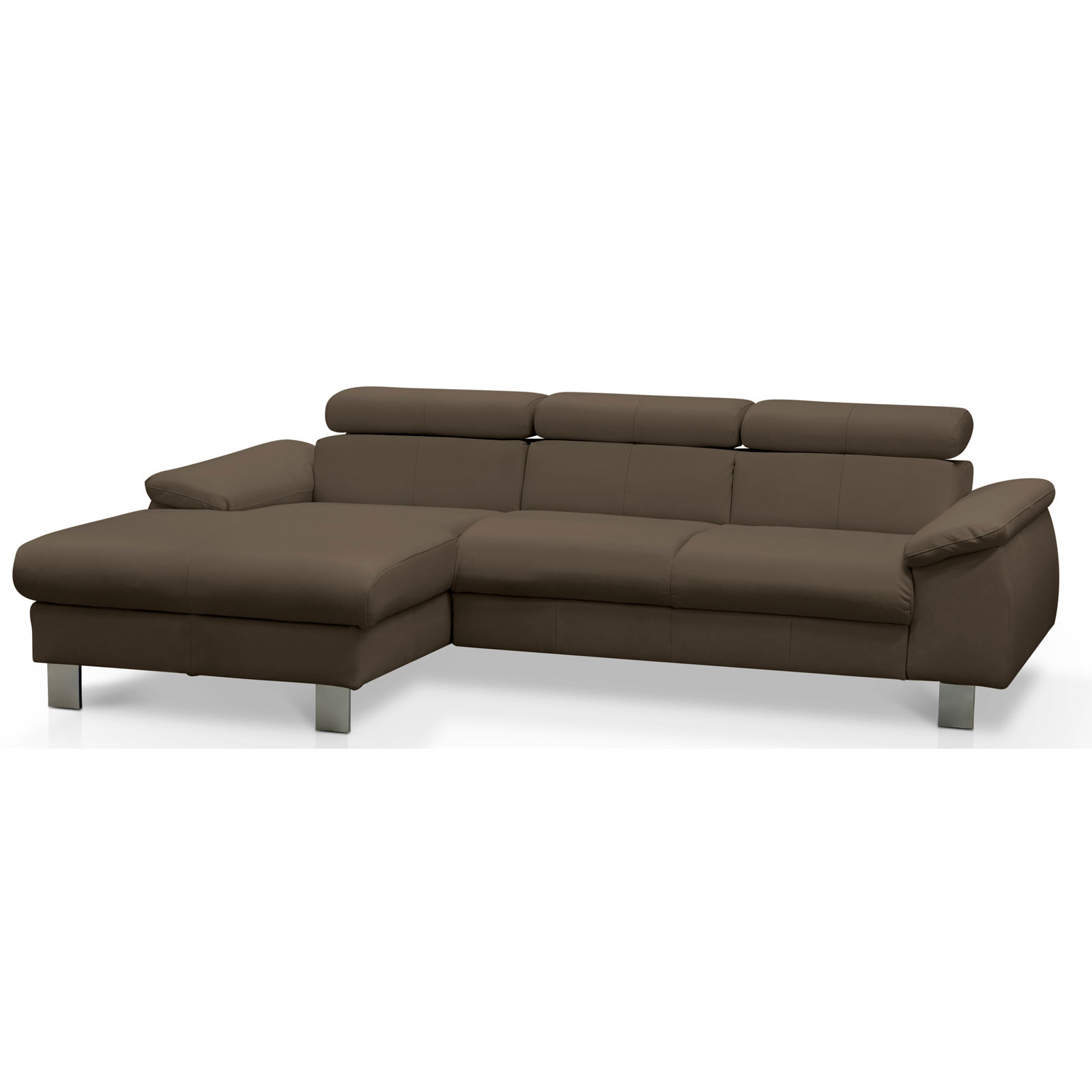 Ledersofa - cocoa - Kopfteilverstellung - Recamiere links
