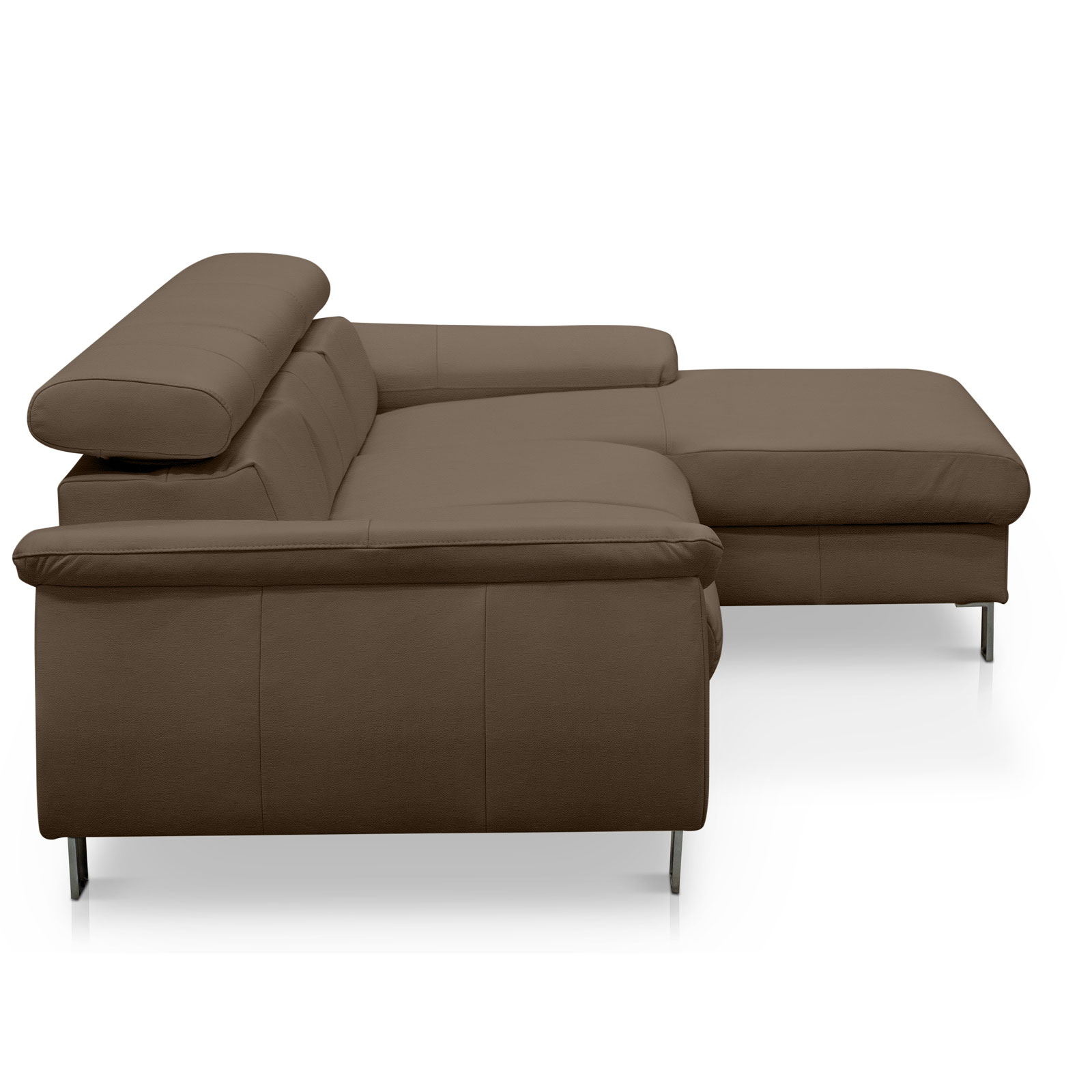 Ledersofa - cocoa - Kopfteilverstellung - Recamiere rechts