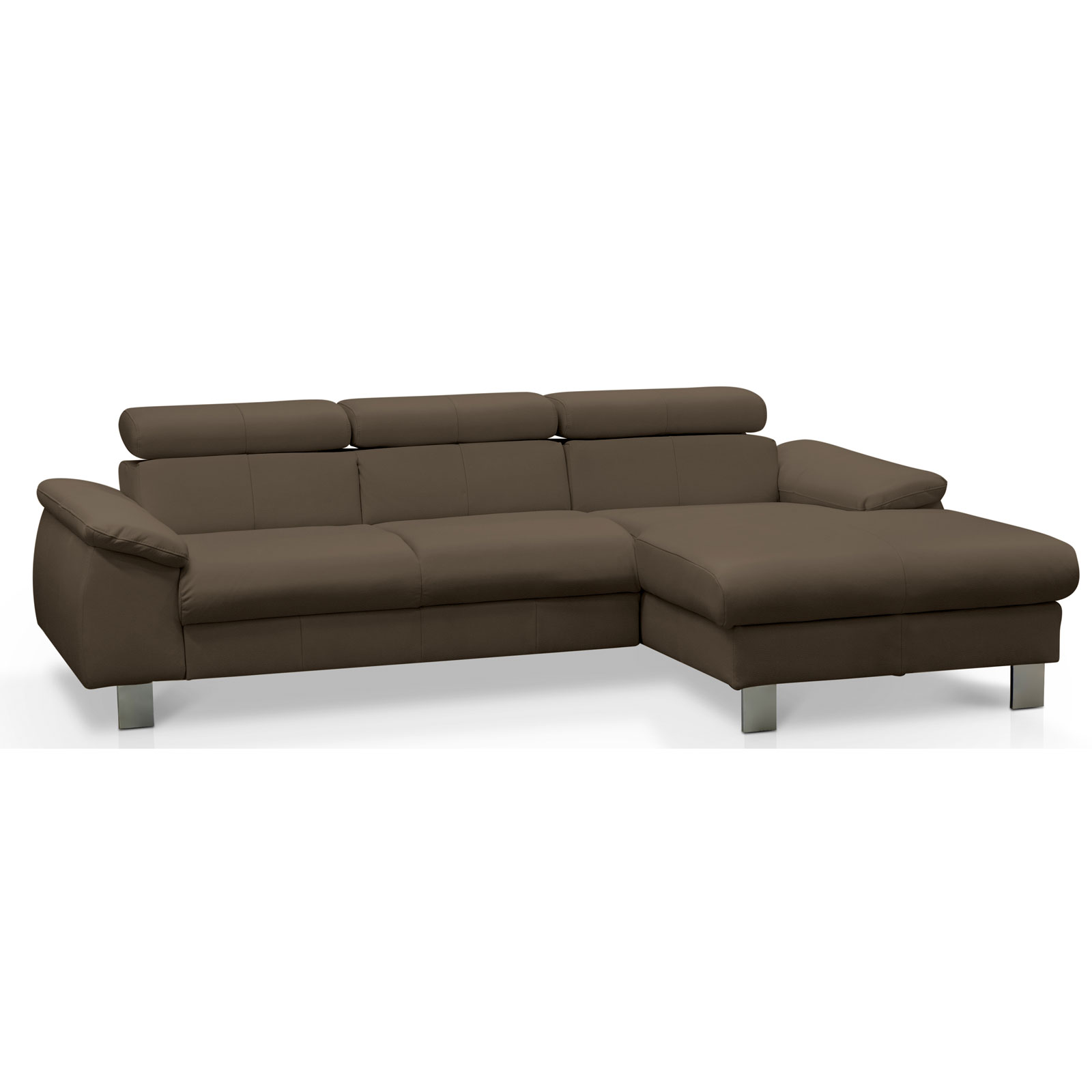 Ledersofa - cocoa - Kopfteilverstellung - Recamiere rechts