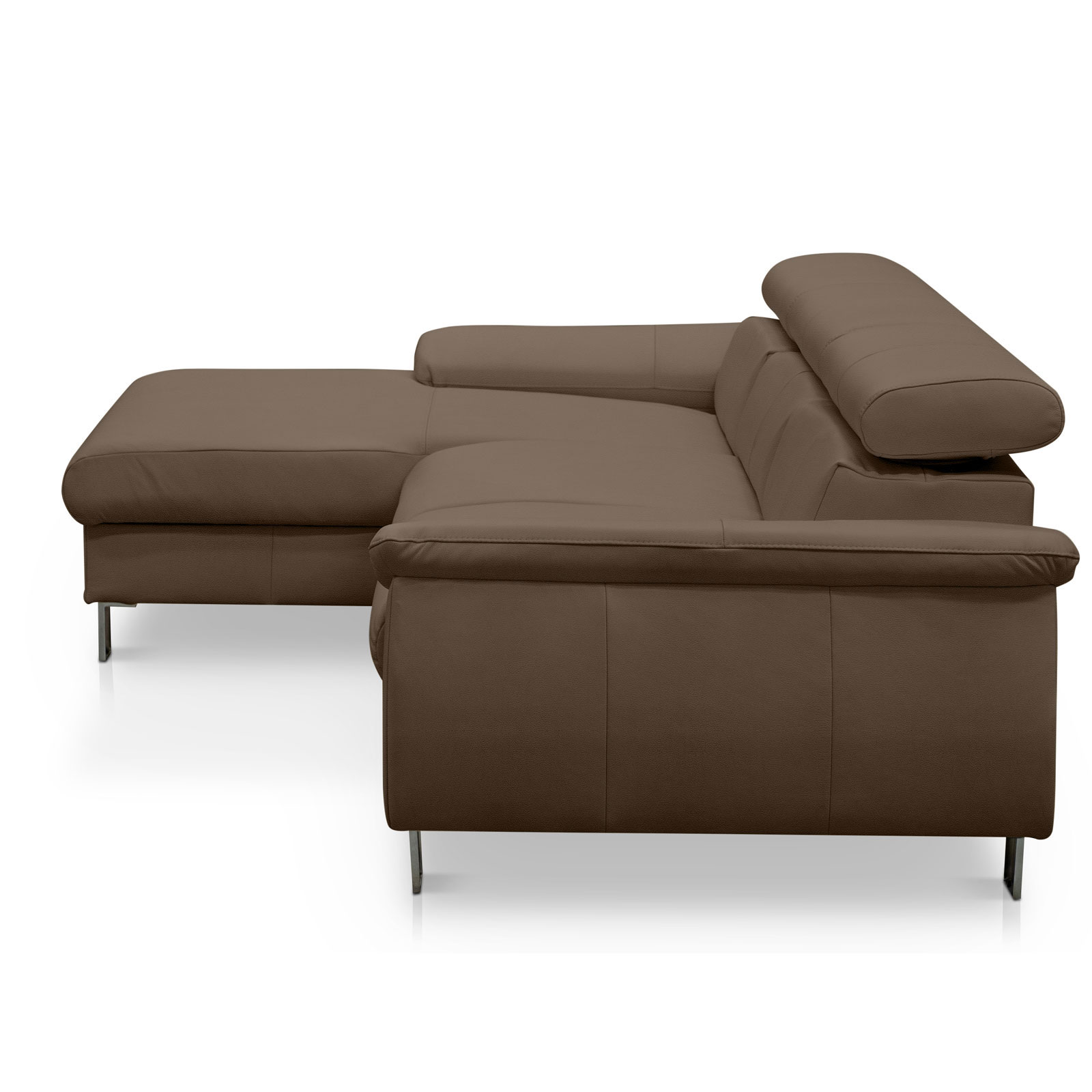 Ledersofa - cocoa - Liegefunktion - Recamiere links