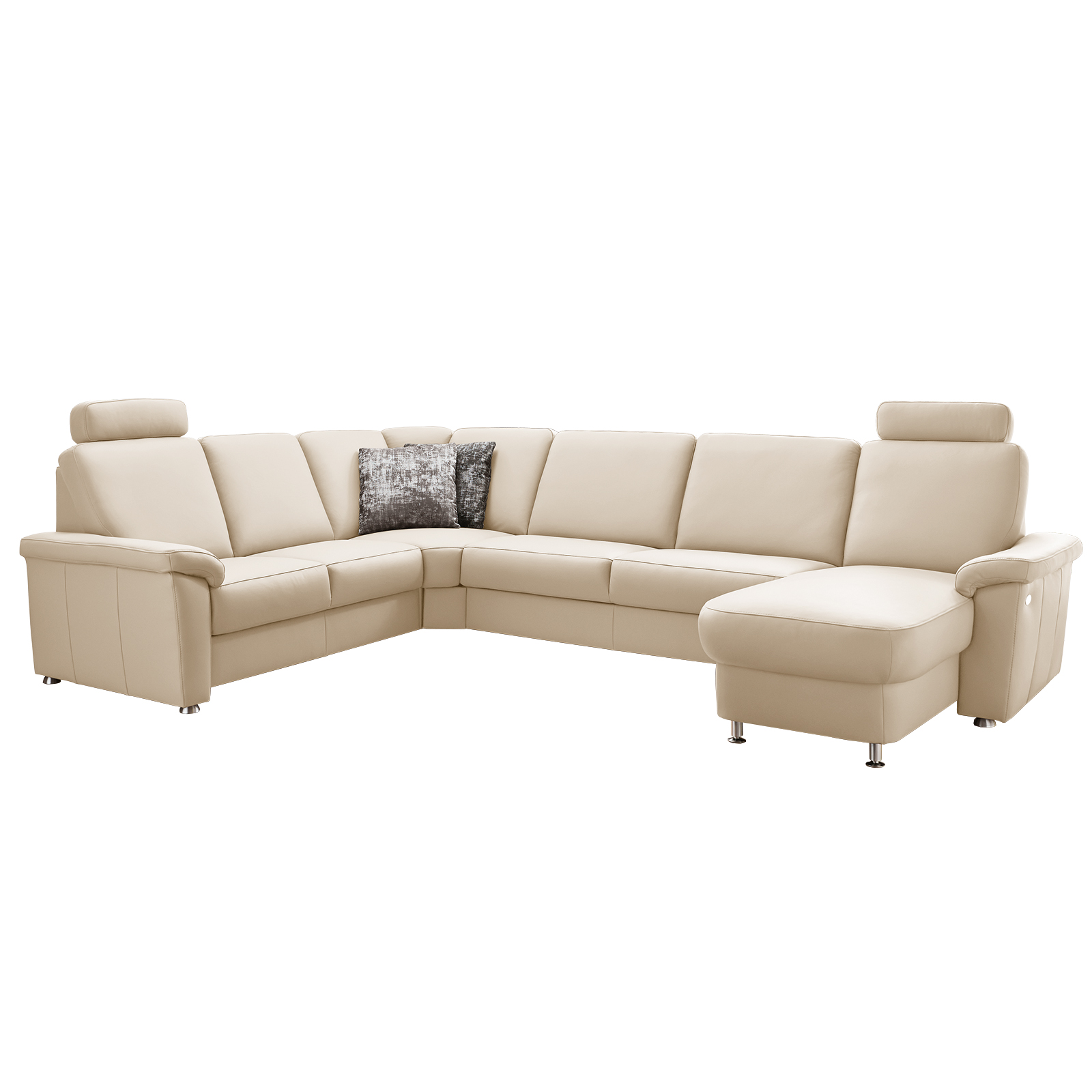Ledersofa - ecru - mit Funktionen - Canapé rechts