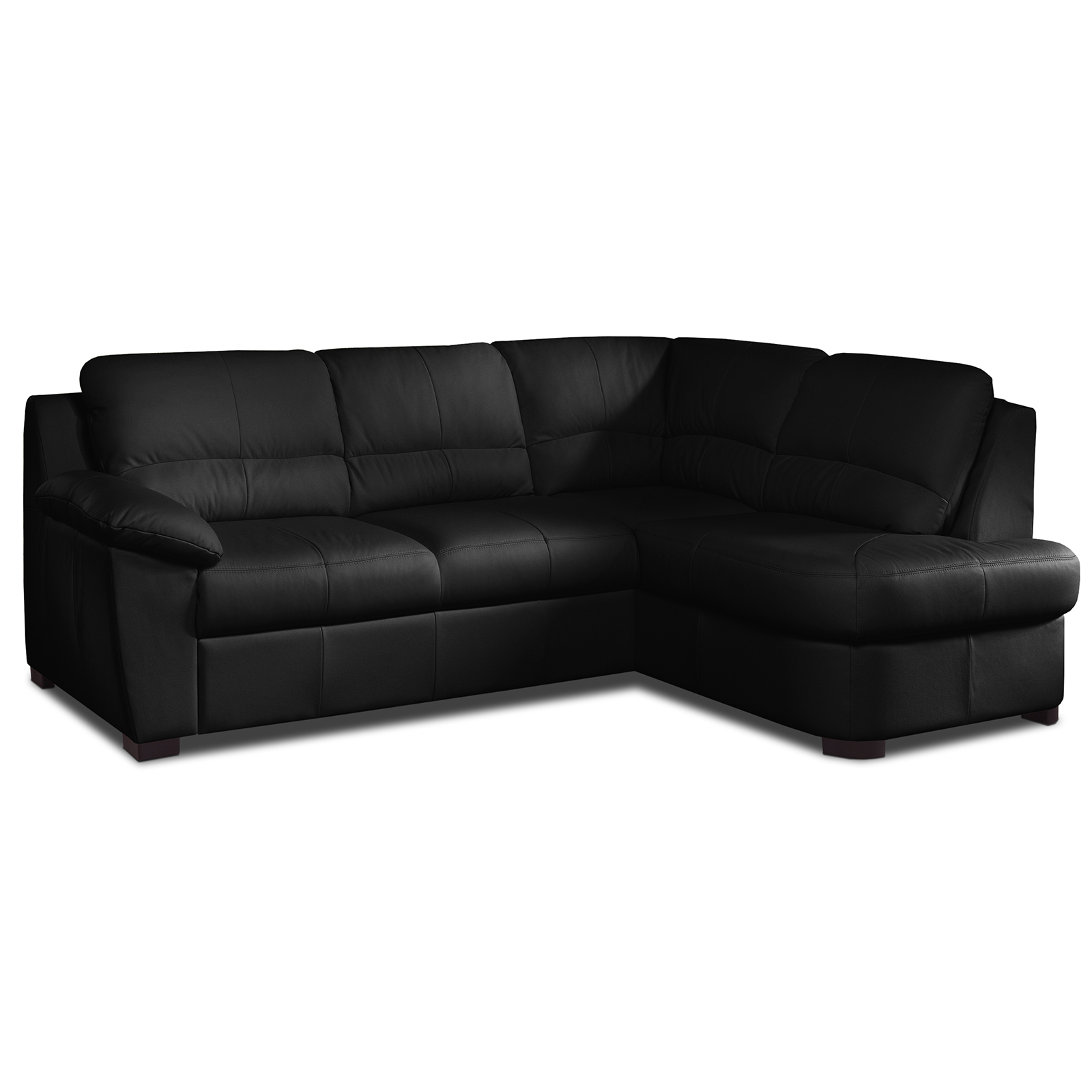 Ledersofa - schwarz - Basismodell - Ottomane rechts