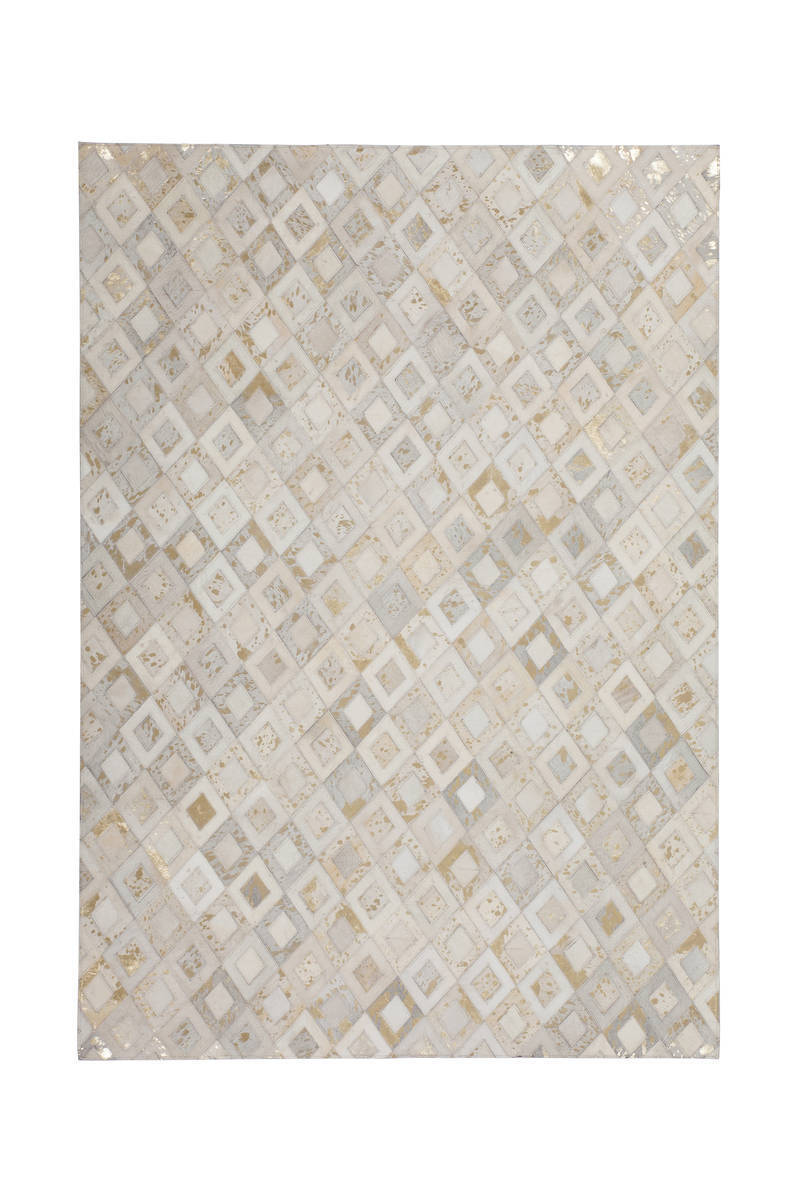 Lederteppich DAZZLE 100 - elfenbein-gold - 80x150 cm