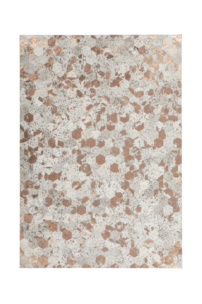 Lederteppich DAZZLE 200 - elfenbein-chrom - 120x170 cm