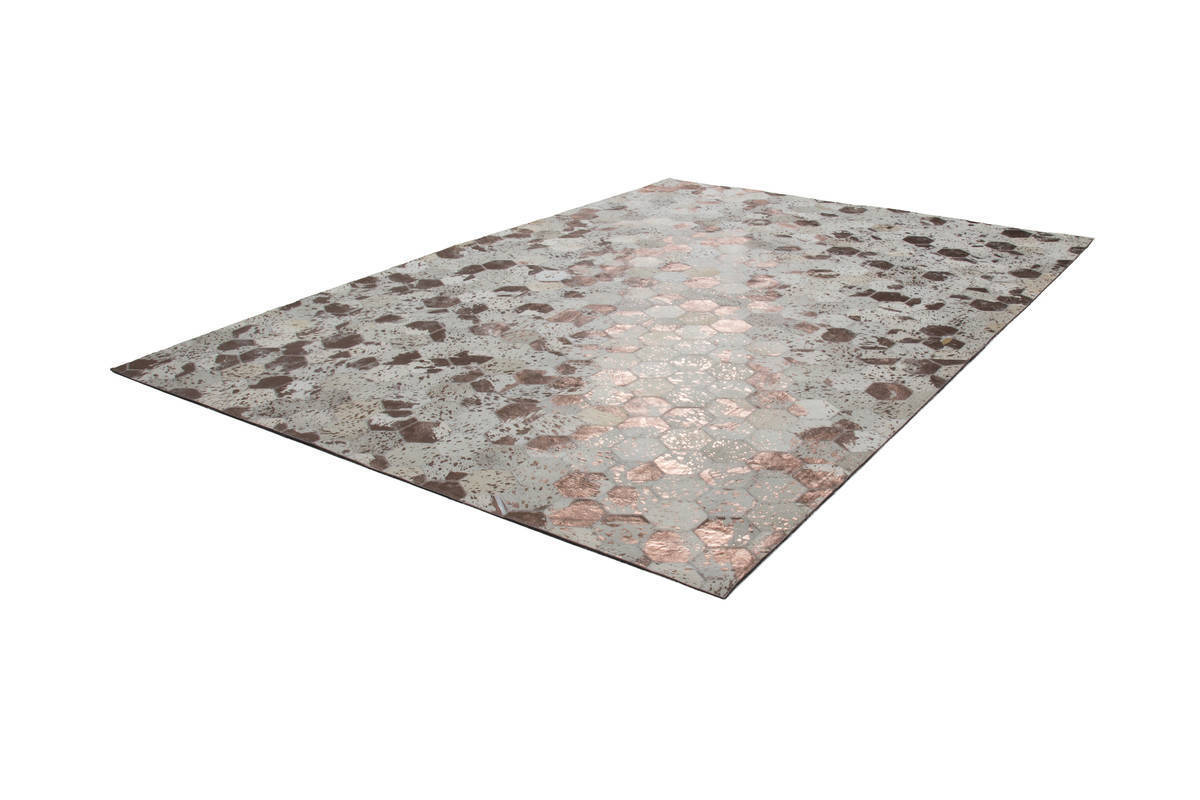 Lederteppich DAZZLE 200 - elfenbein-chrom - 120x170 cm