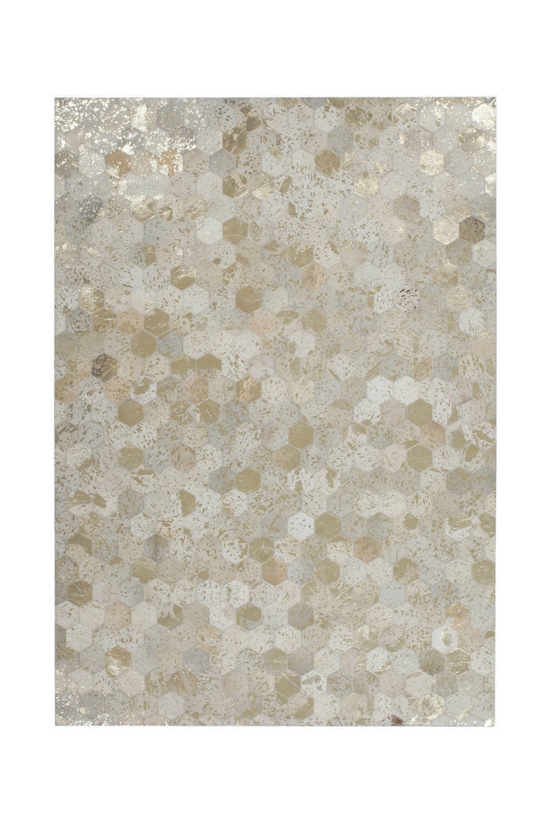 Lederteppich DAZZLE 200 - elfenbein-gold - 120x170 cm