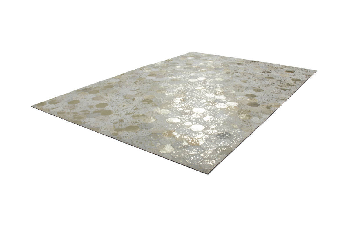 Lederteppich DAZZLE 200 - elfenbein-gold - 120x170 cm