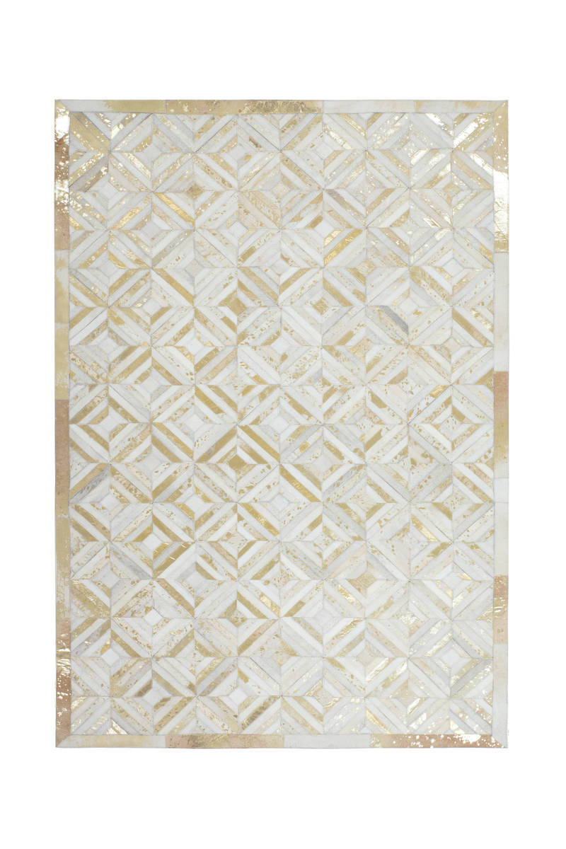 Lederteppich DAZZLE 400 - elfenbein-gold - 80x150 cm