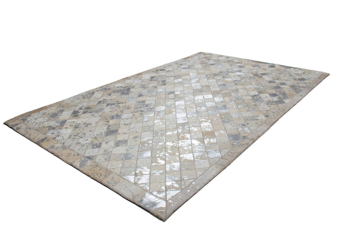 Lederteppich ECLIPSE 200 - grau-silber - 80x150 cm