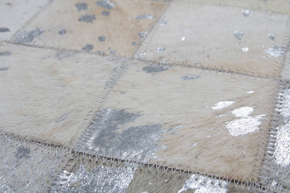 Lederteppich ECLIPSE 200 - grau-silber - 80x150 cm