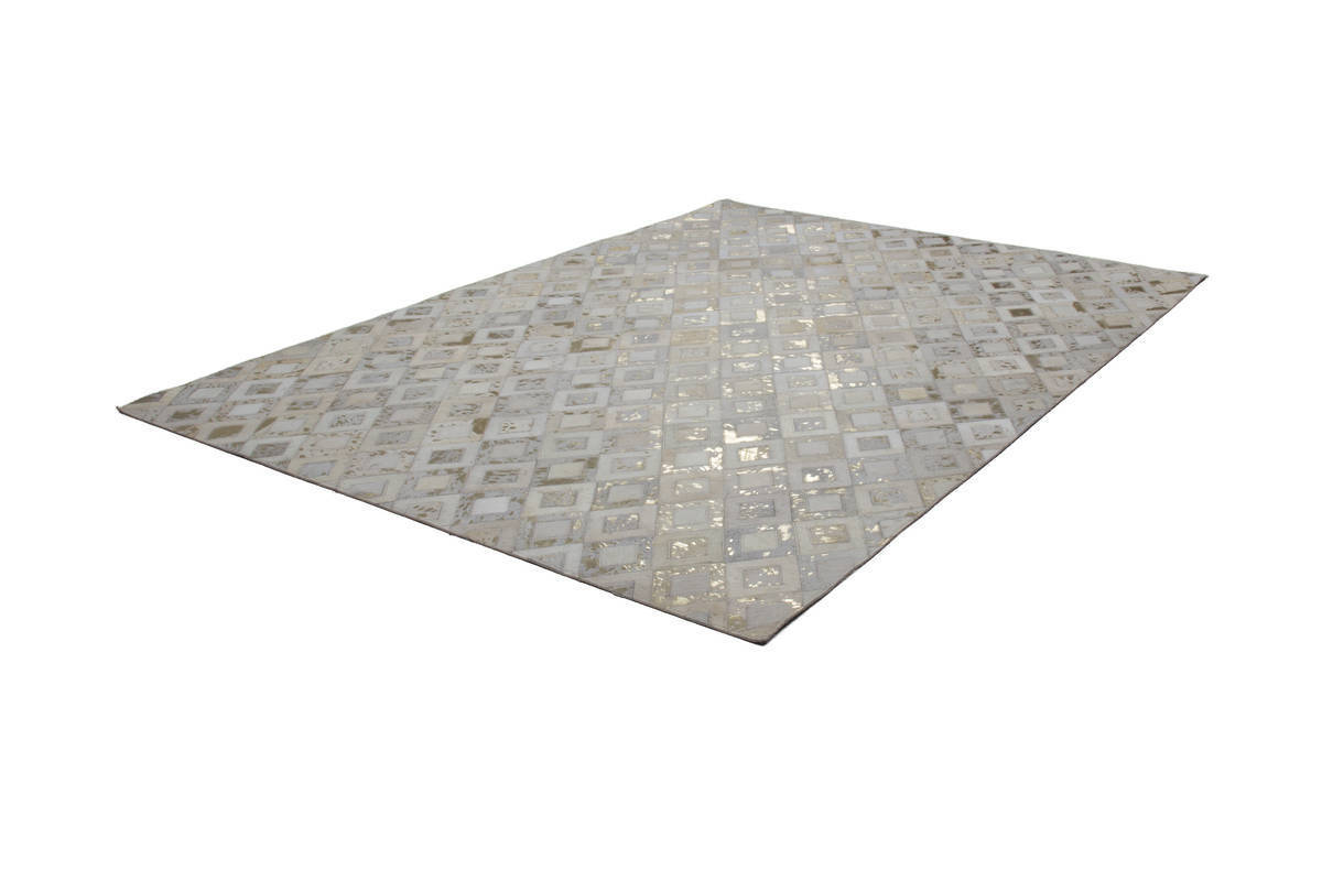 Lederteppich - elfenbein-gold - 120x170 cm