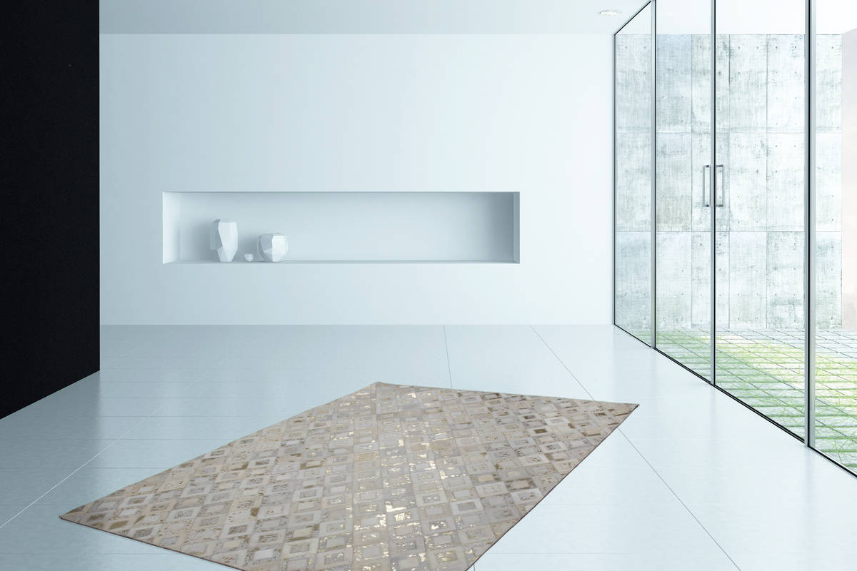 Lederteppich - elfenbein-gold - 120x170 cm
