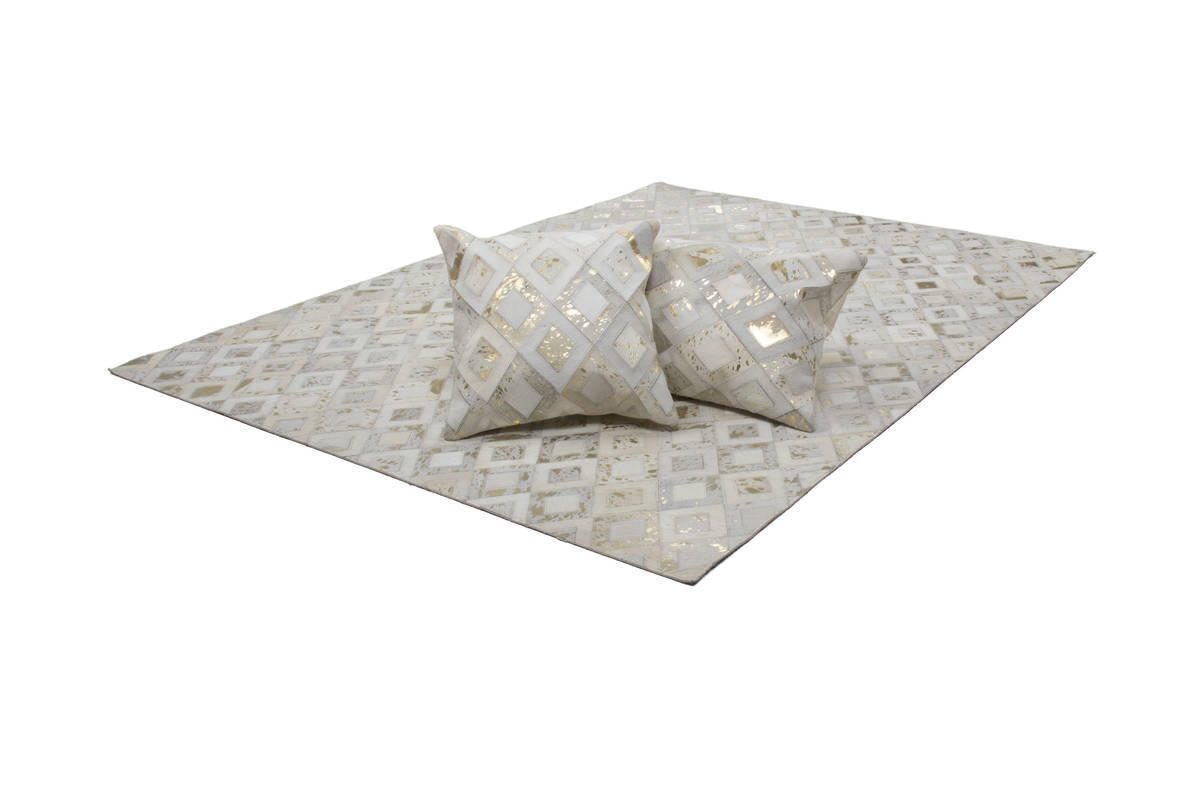 Lederteppich - elfenbein-gold - 120x170 cm