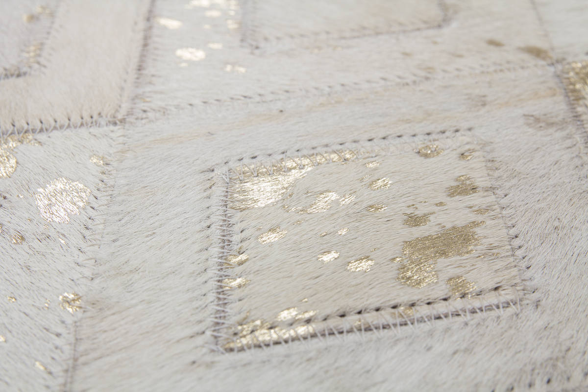 Lederteppich - elfenbein-gold - 120x170 cm