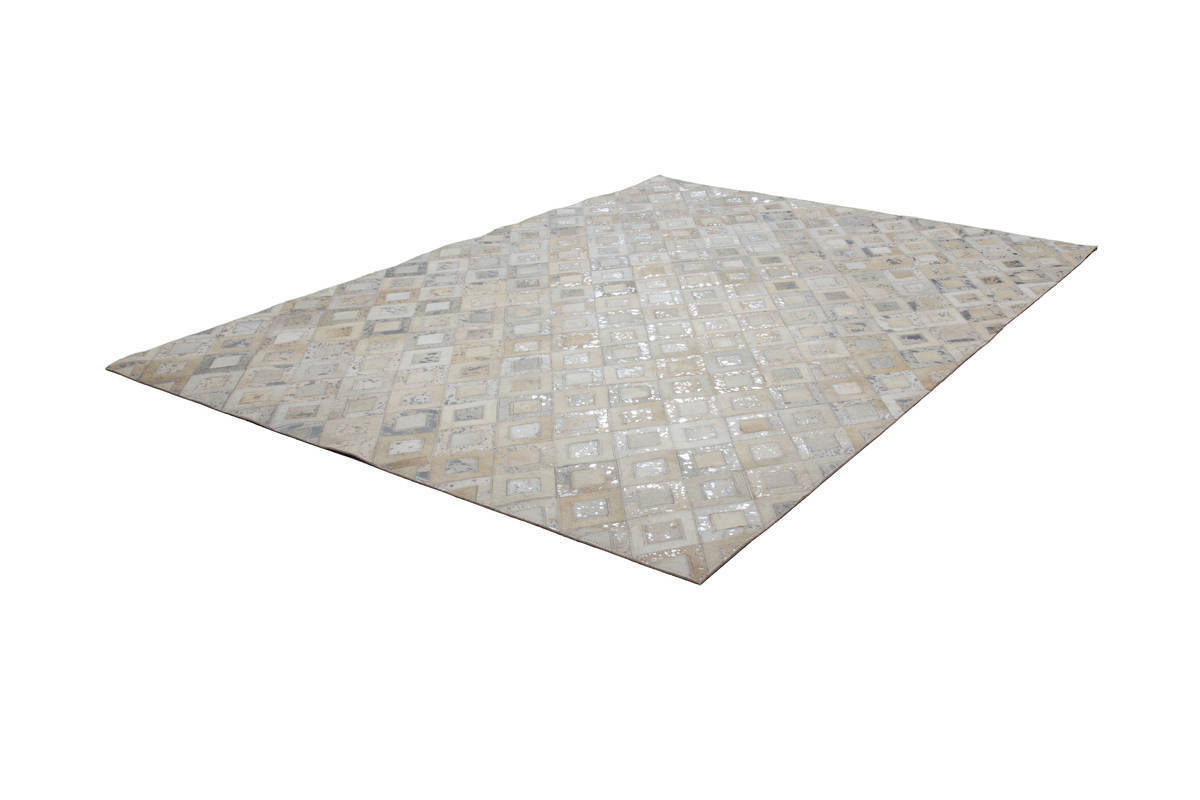 Lederteppich - grau-silber - 120x170 cm