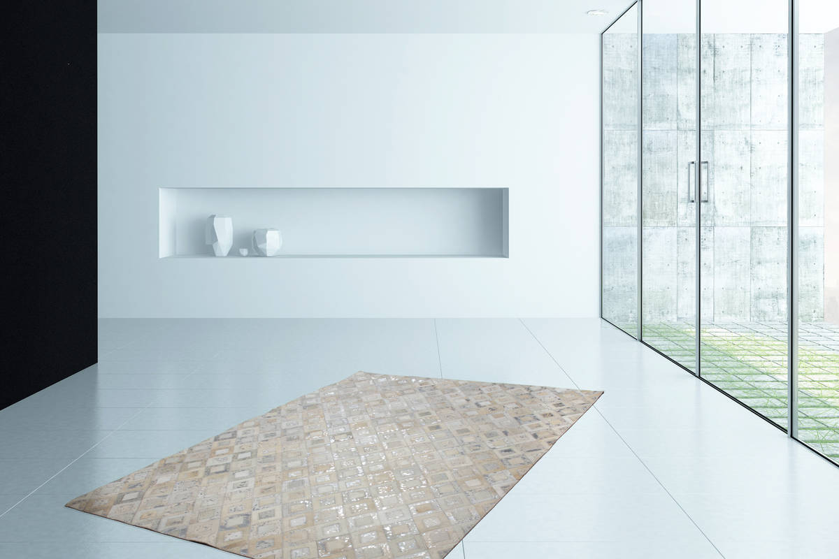 Lederteppich - grau-silber - 120x170 cm