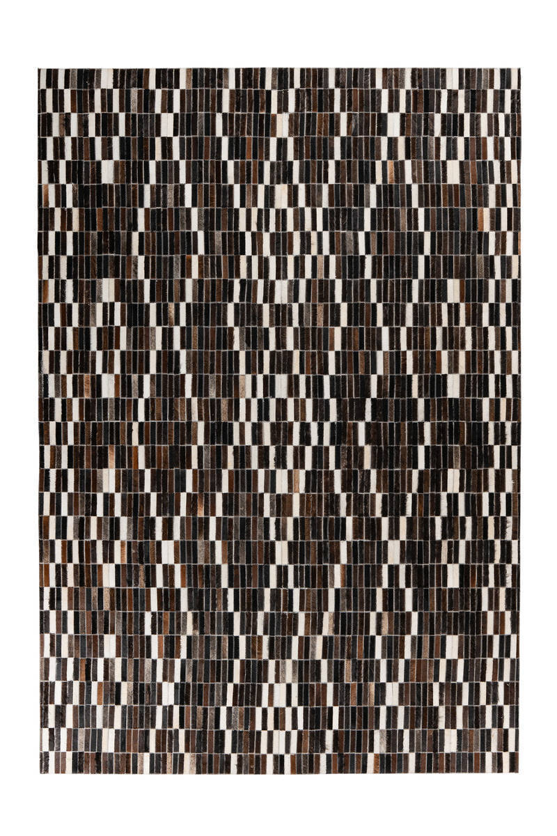 Lederteppich LAVIN 100 - schwarz-weiß - Patchwork - 160x230 cm