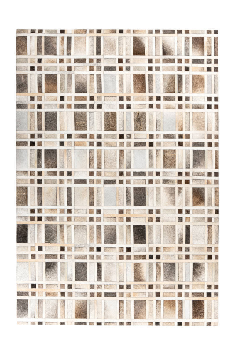 Lederteppich LAVIN 200 - grau-beige - Patchwork - 120x170 cm