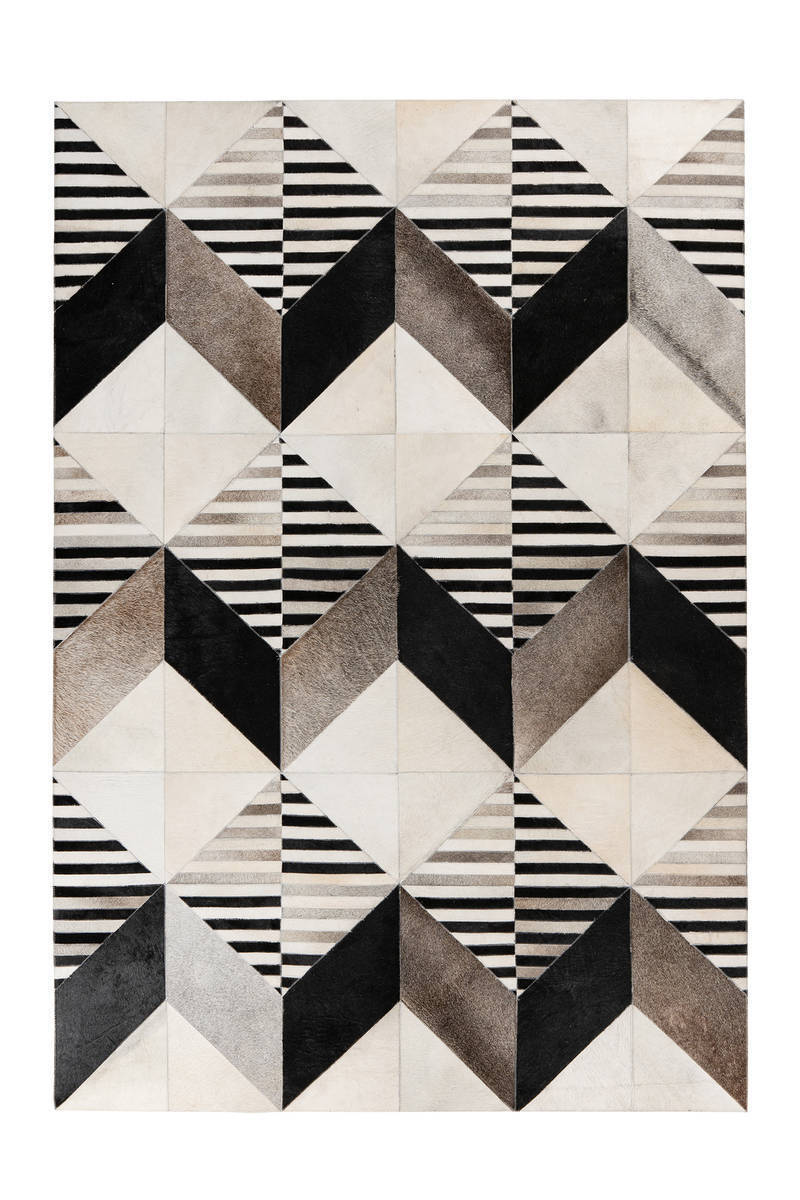 Lederteppich LAVIN 400 - schwarz-multi - Patchwork - 200x280 cm