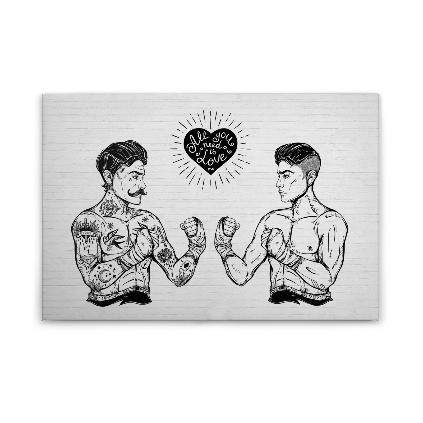 Leinwandbild ALL YOU NEED IS LOVE - schwarz - 90x60 cm